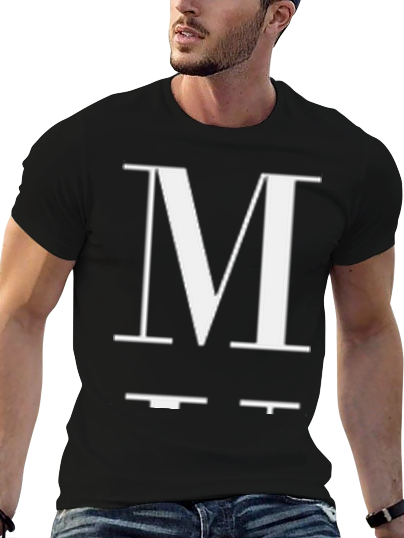 Letter M Graphic Black T-Shirt