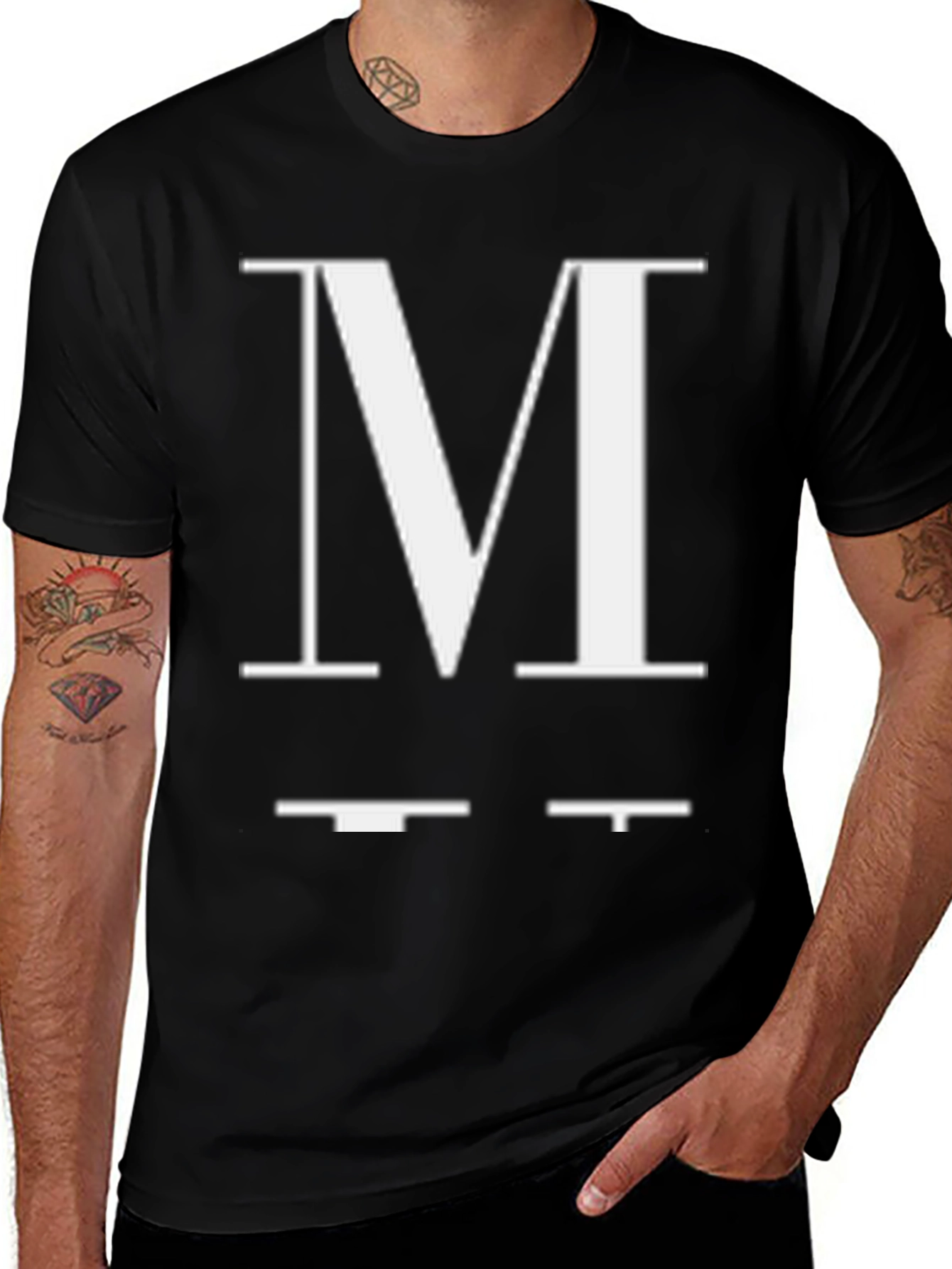 Letter M Graphic Black T-Shirt