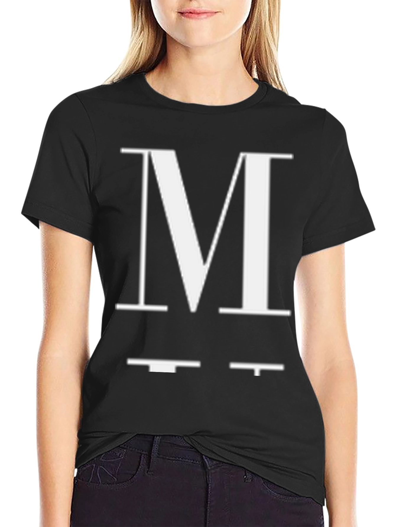 Letter M Graphic Black T-Shirt