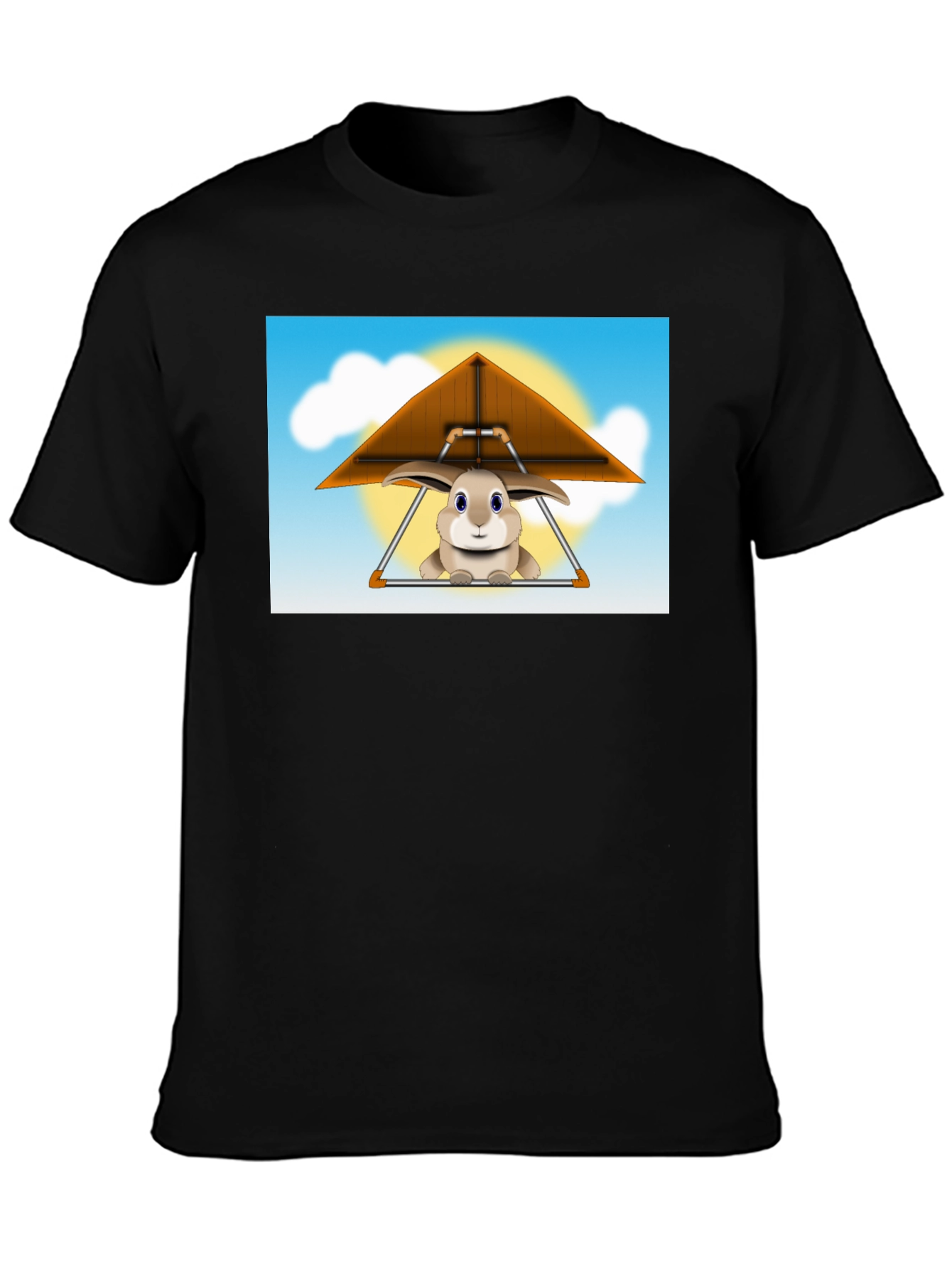 Bunny Hang Gliding Black T-Shirt