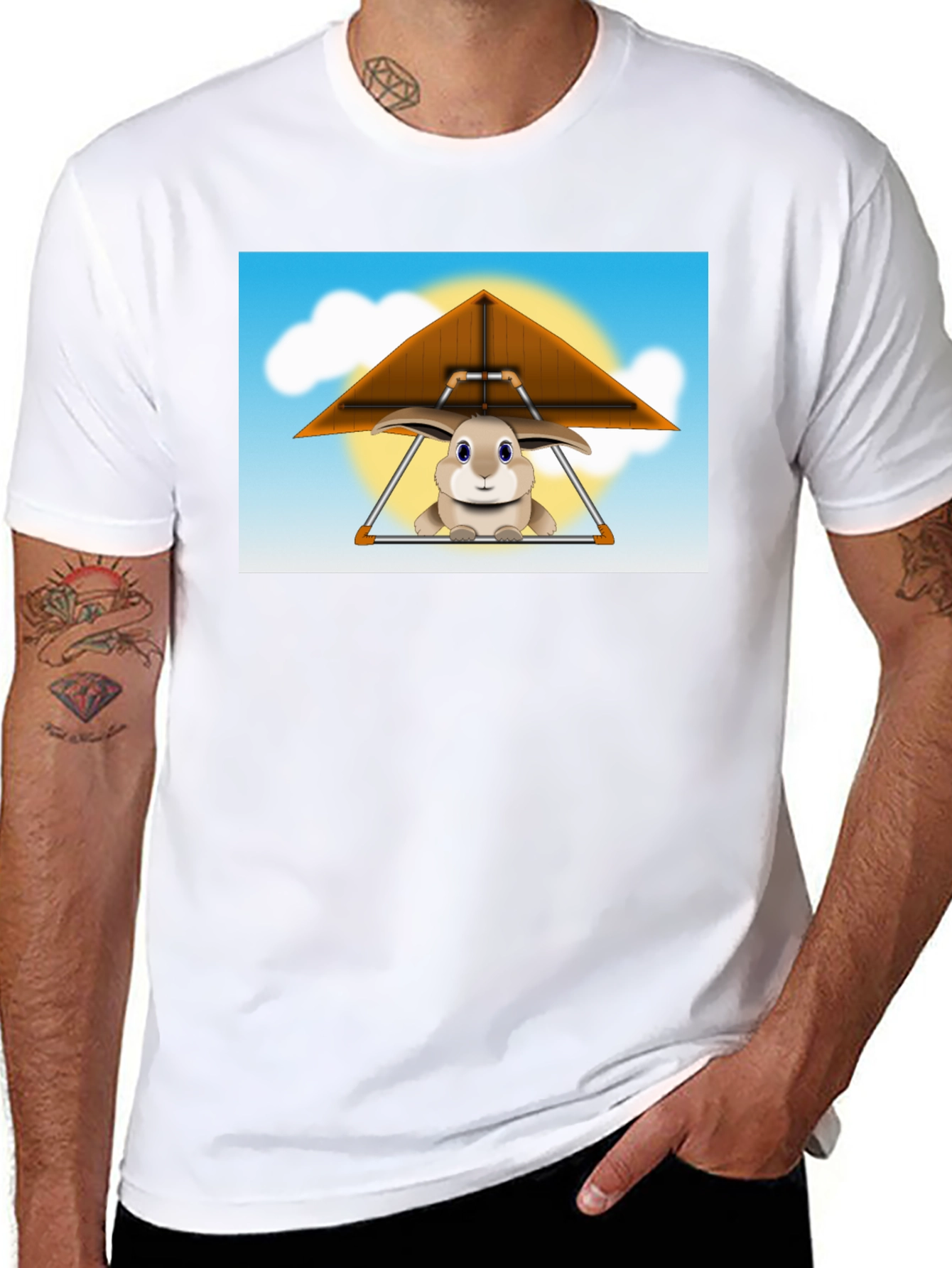 Bunny Hang Gliding Black T-Shirt