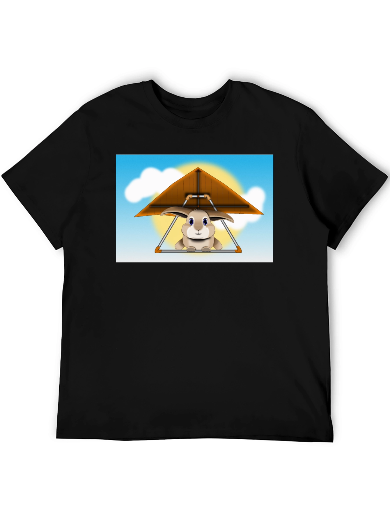 Bunny Hang Gliding Black T-Shirt