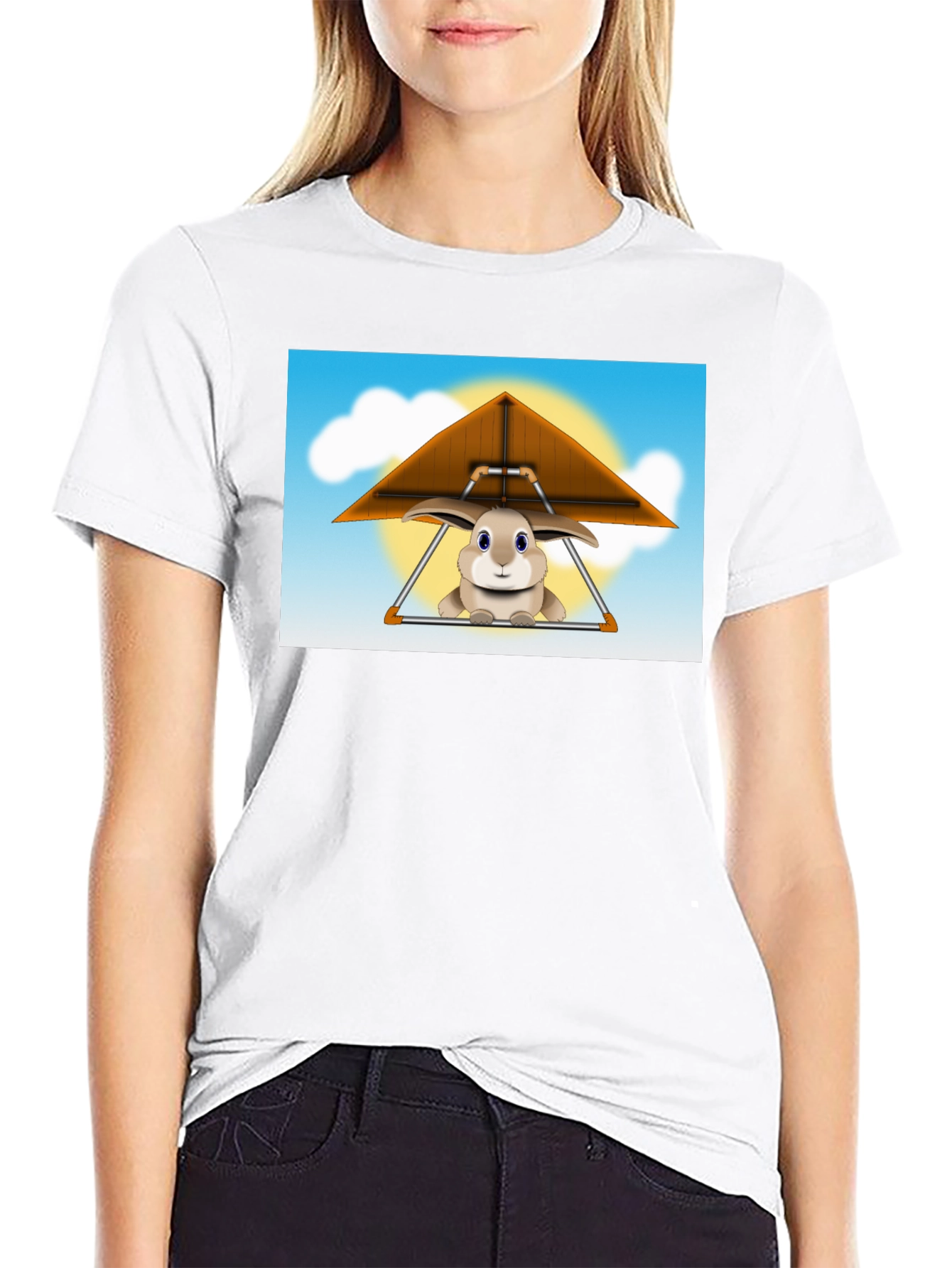 Bunny Hang Gliding Black T-Shirt
