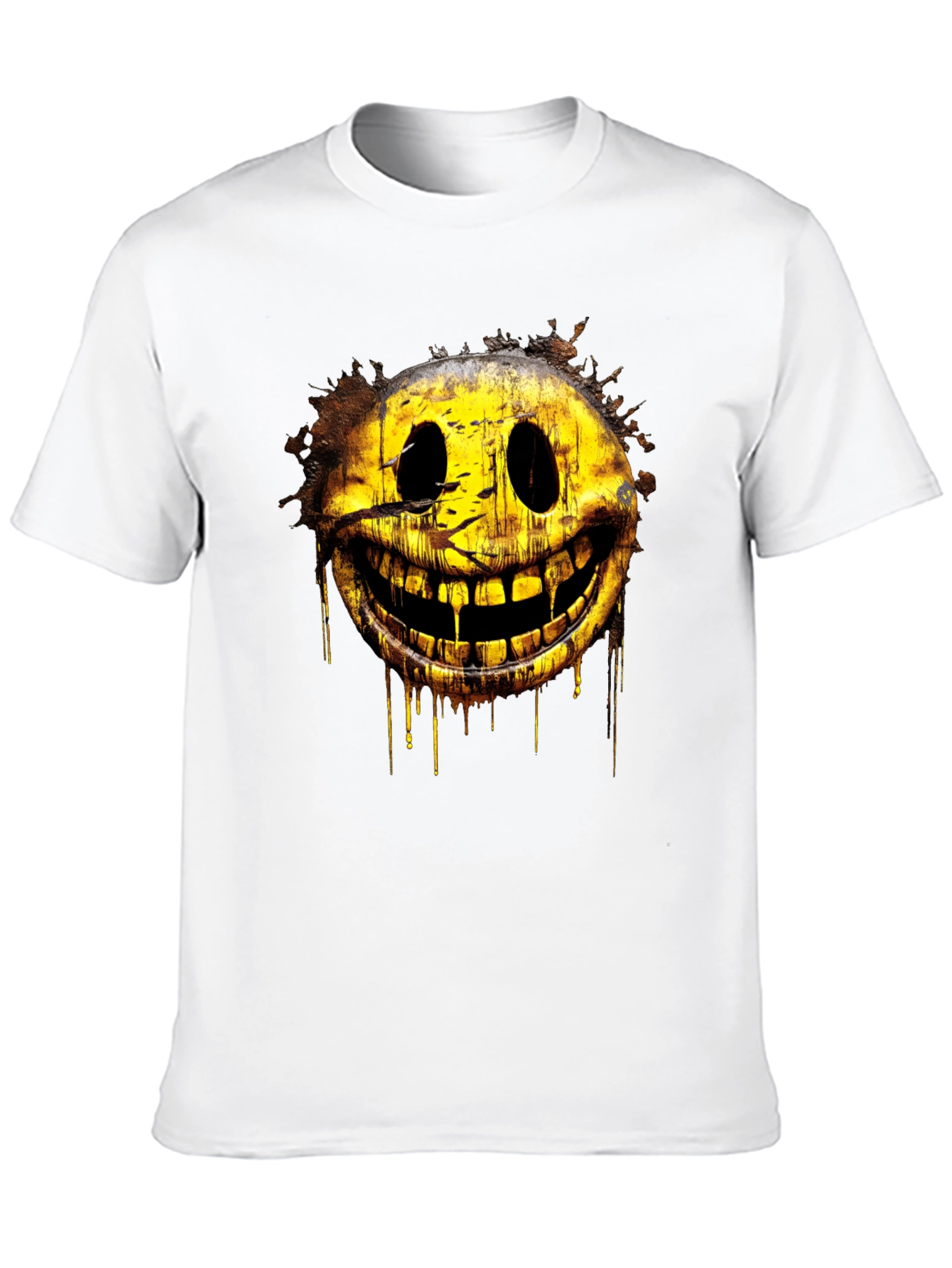 Creepy Smiley Face Graphic Tee - Black Cotton Shirt