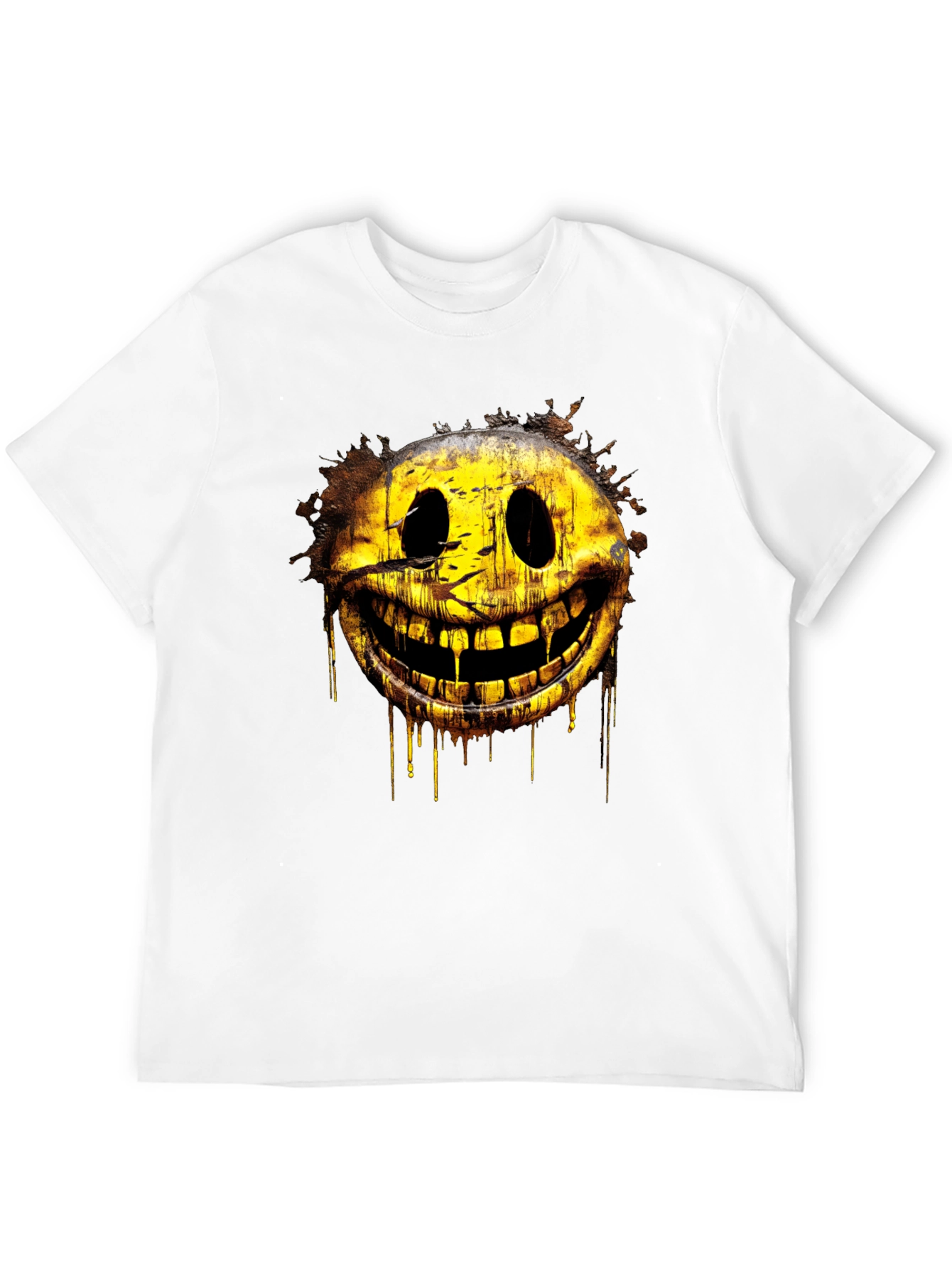 Creepy Smiley Face Graphic Tee - Black Cotton Shirt