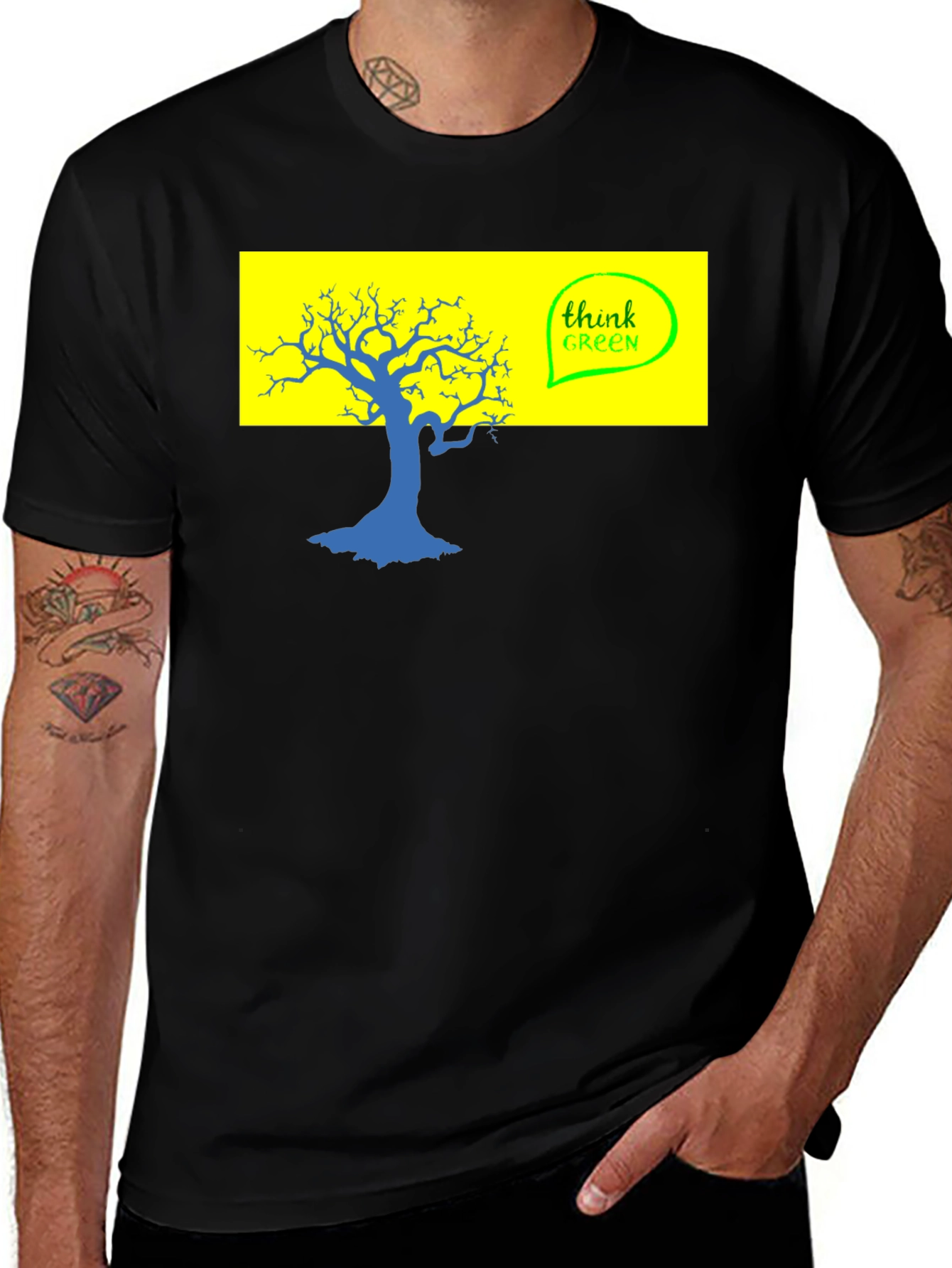 Think Green Tree Graphic T-Shirt - Eco-Friendly Style