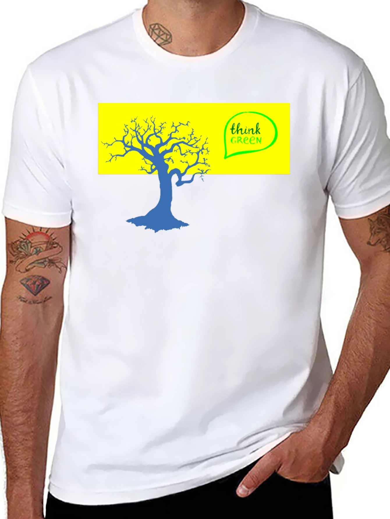 Think Green Tree Graphic T-Shirt - Eco-Friendly Style