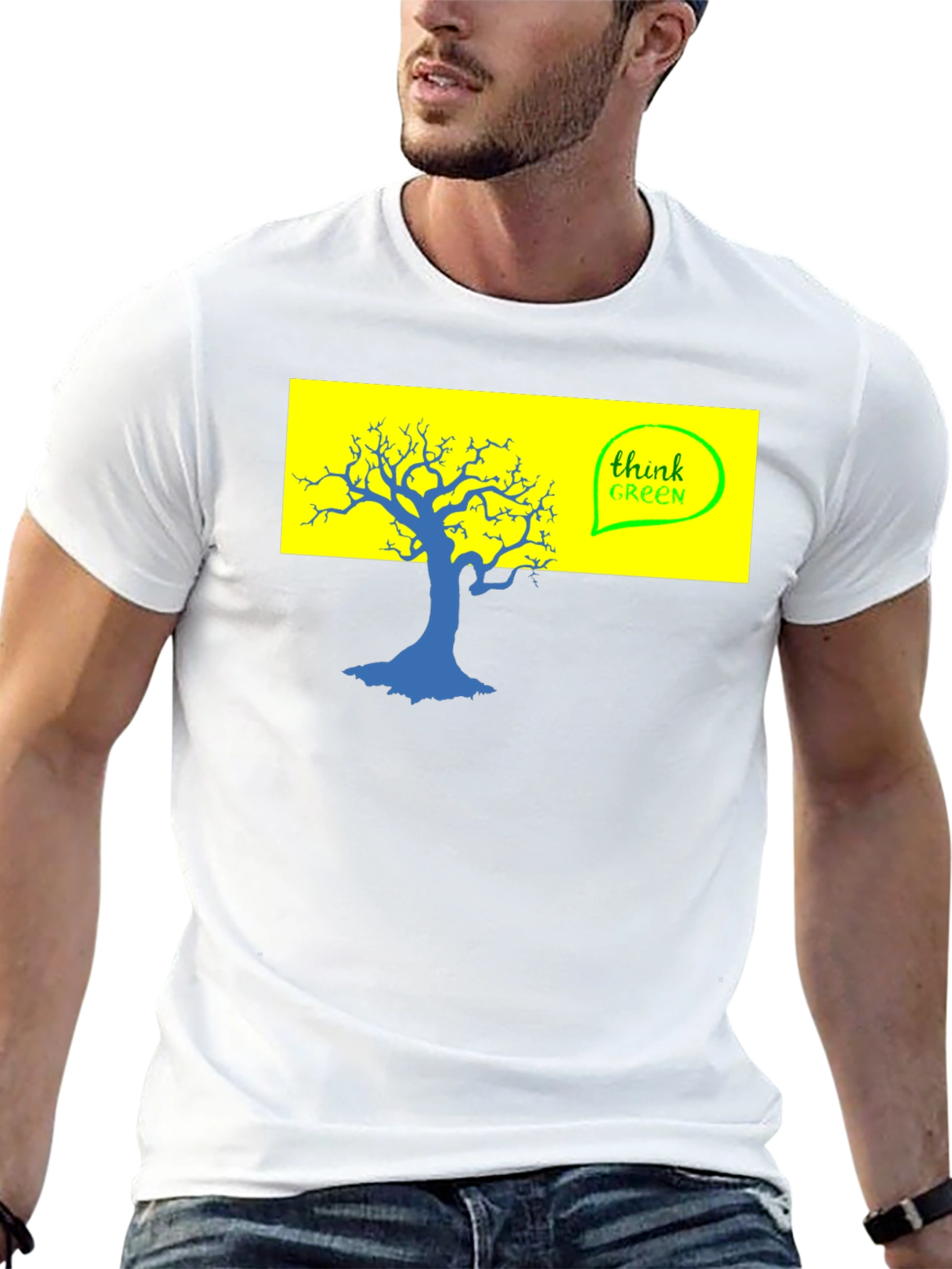 Think Green Tree Graphic T-Shirt - Eco-Friendly Style