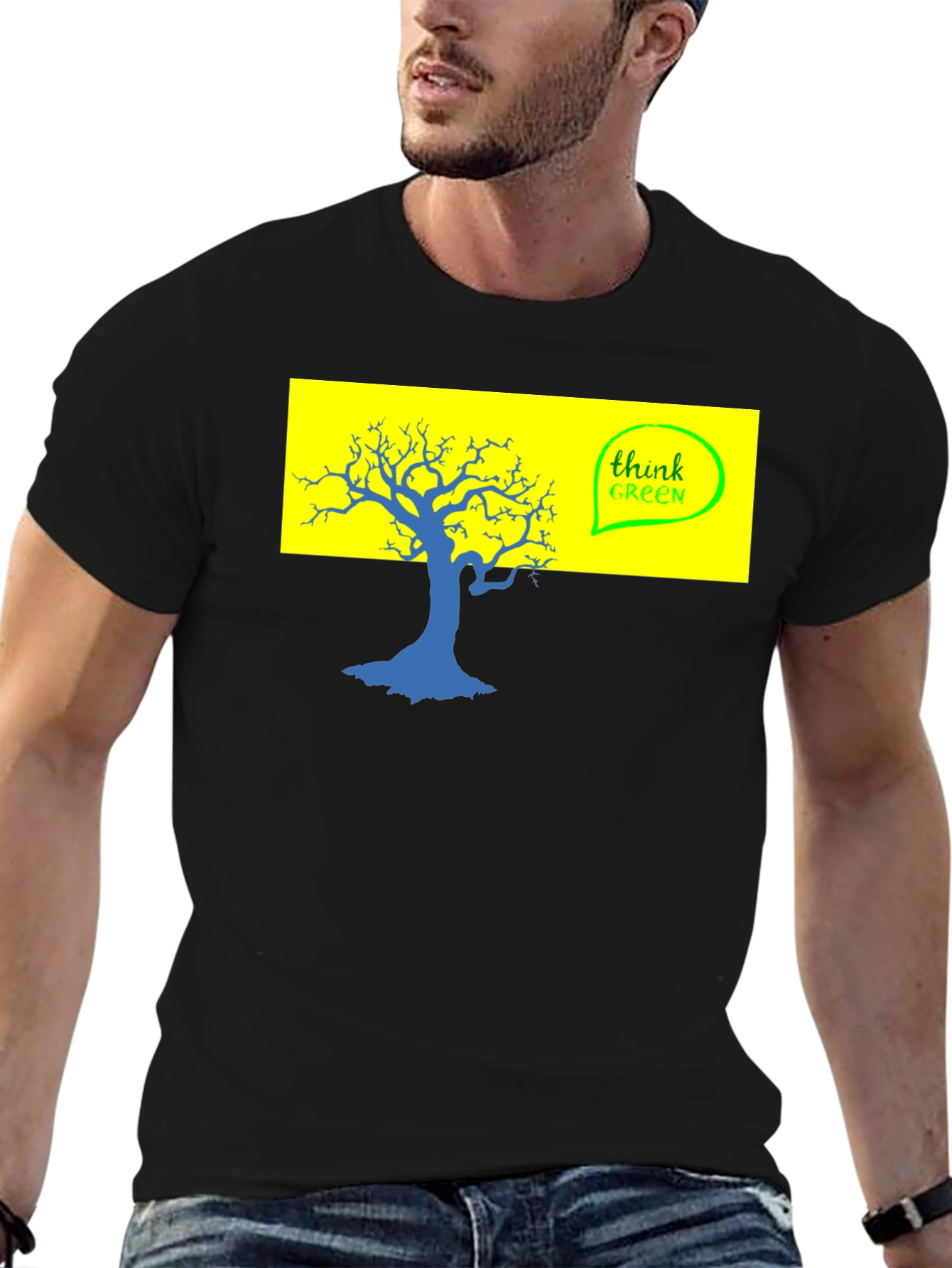 Think Green Tree Graphic T-Shirt - Eco-Friendly Style