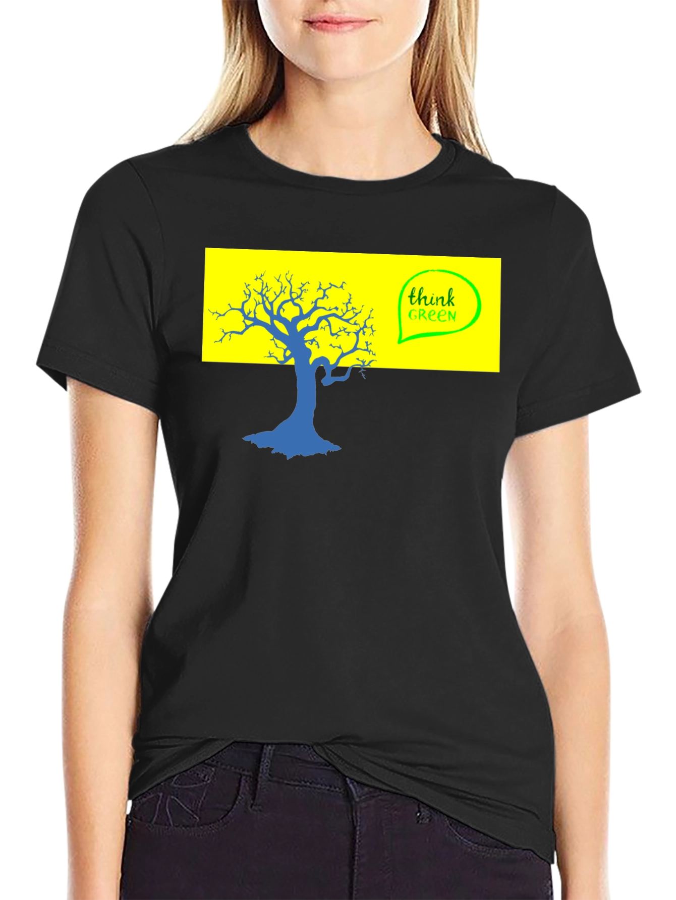 Think Green Tree Graphic T-Shirt - Eco-Friendly Style