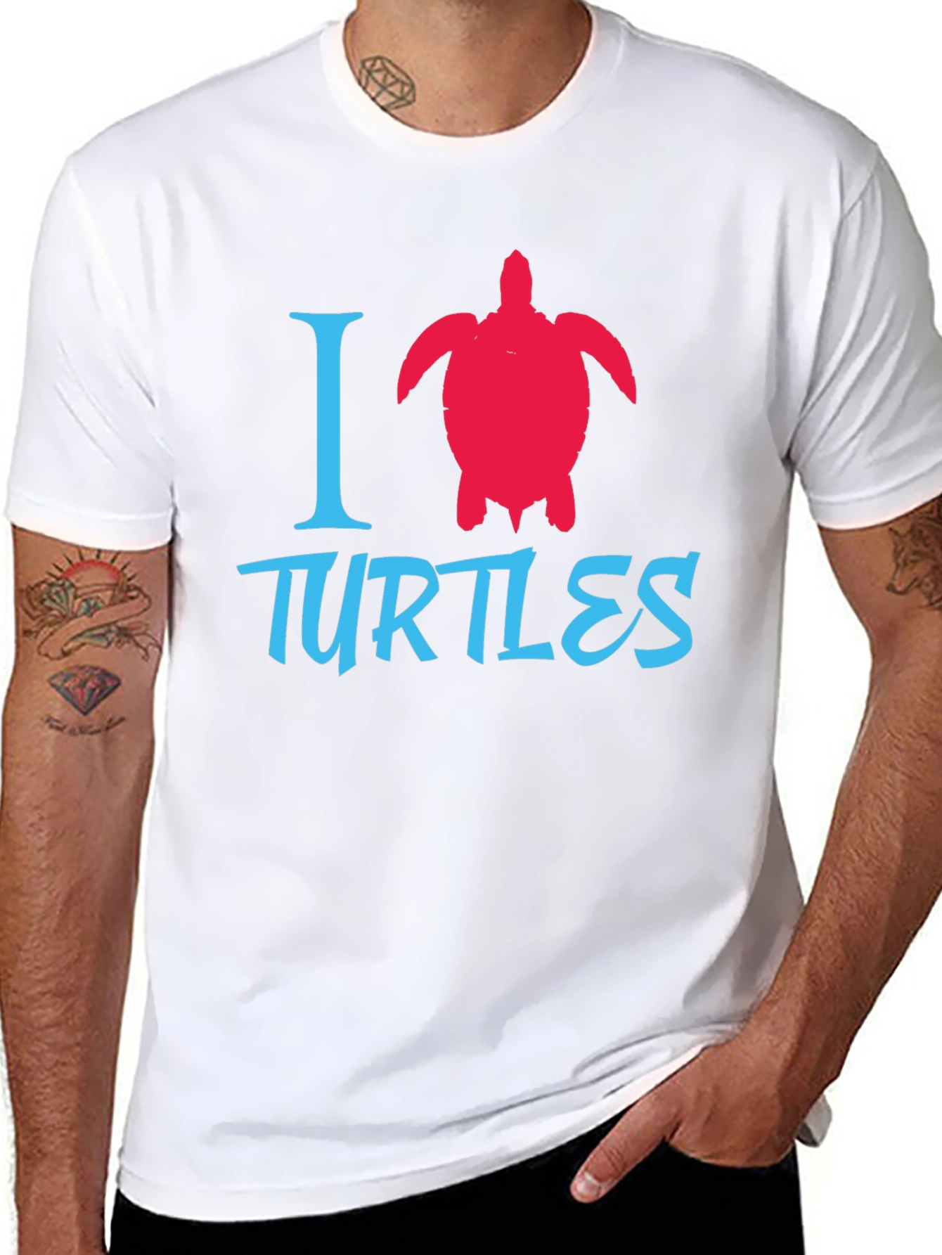 I Love Turtles Graphic Tee - Black