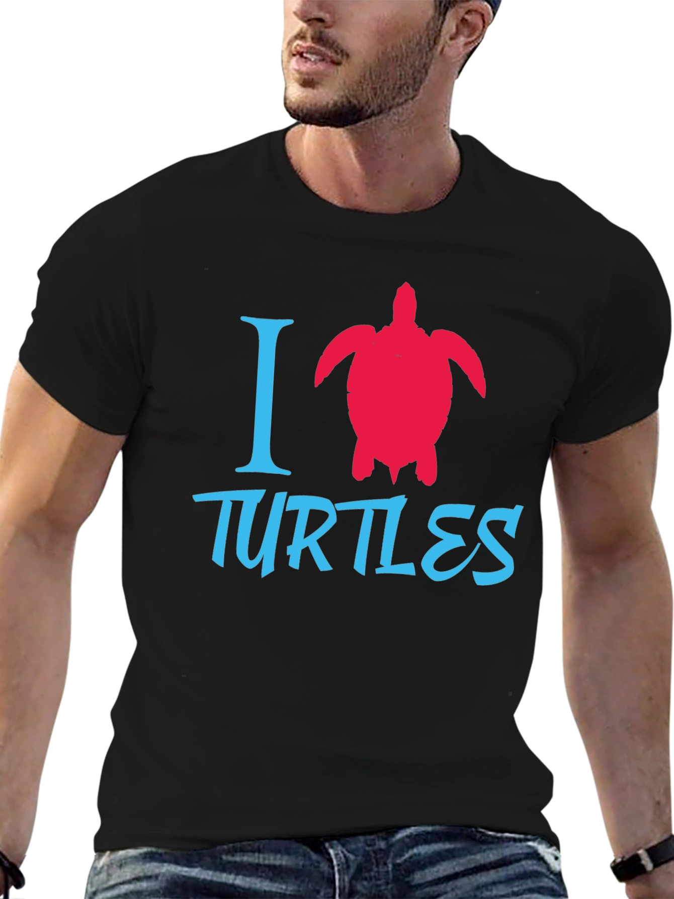 I Love Turtles Graphic Tee - Black