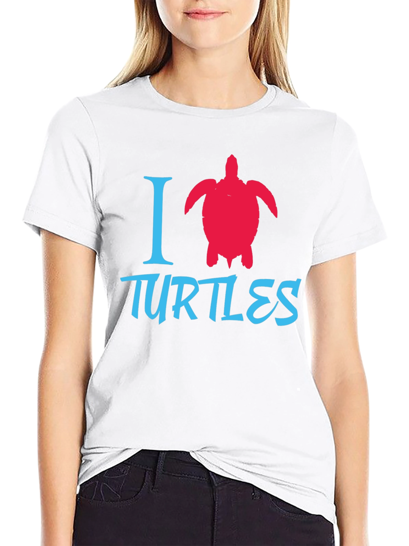 I Love Turtles Graphic Tee - Black