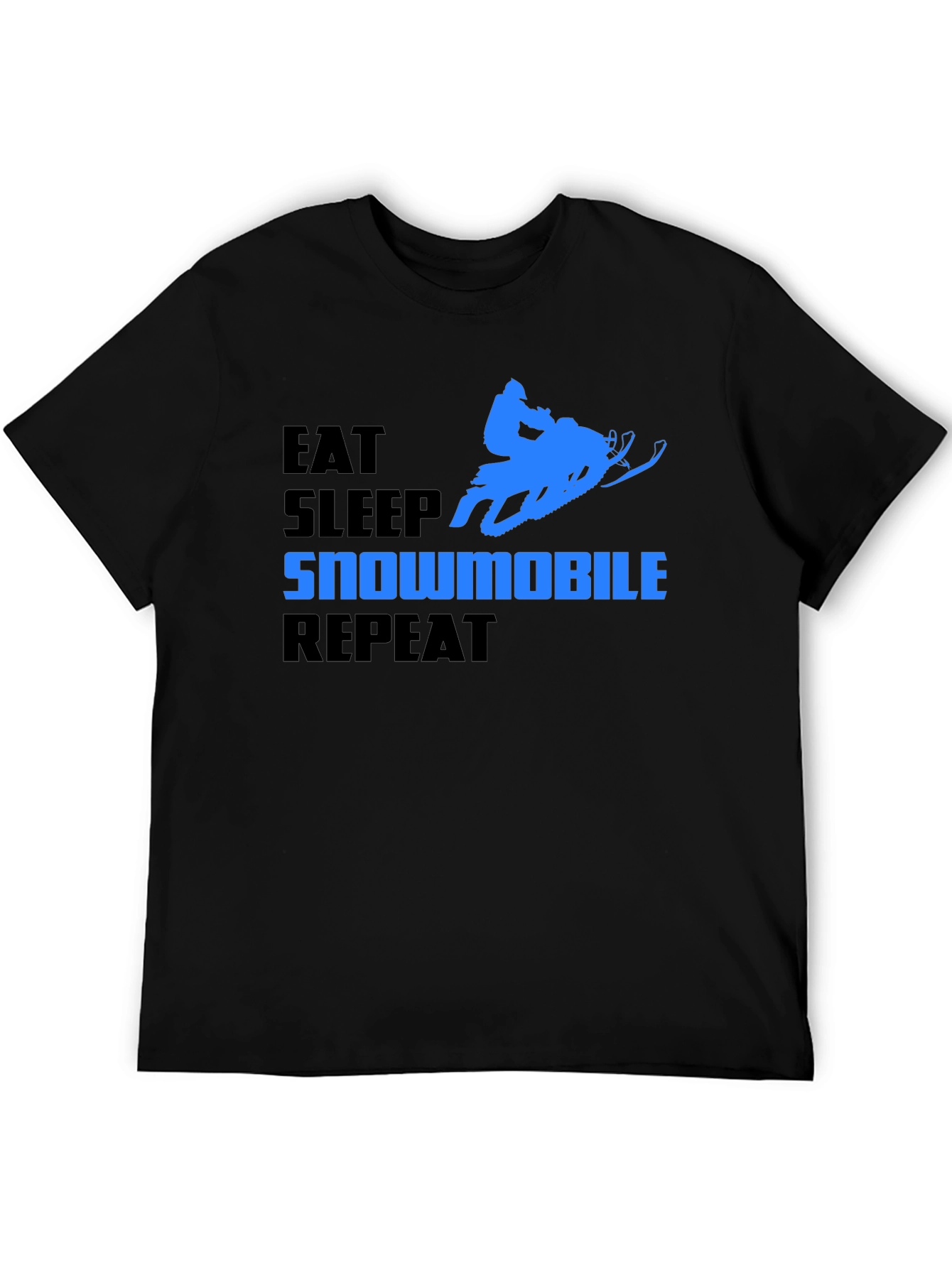 Eat Sleep Snowmobile Repeat Black Graphic T-Shirt