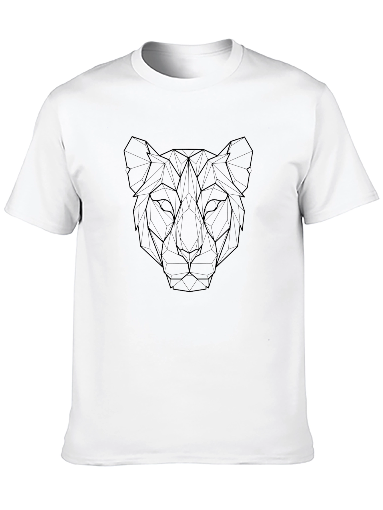 Geometric Lion Head Black T-Shirt - Modern Art Tee