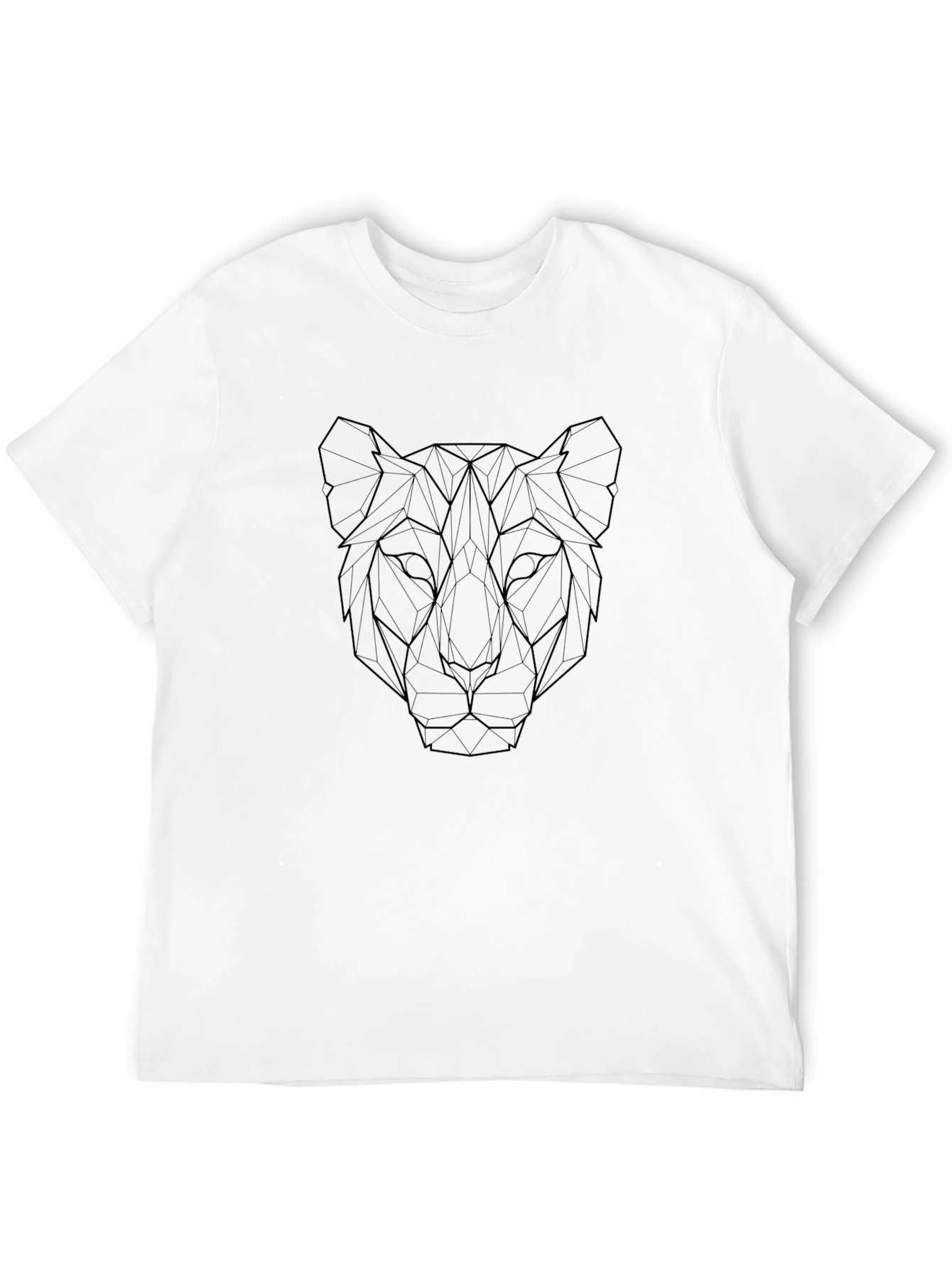Geometric Lion Head Black T-Shirt - Modern Art Tee