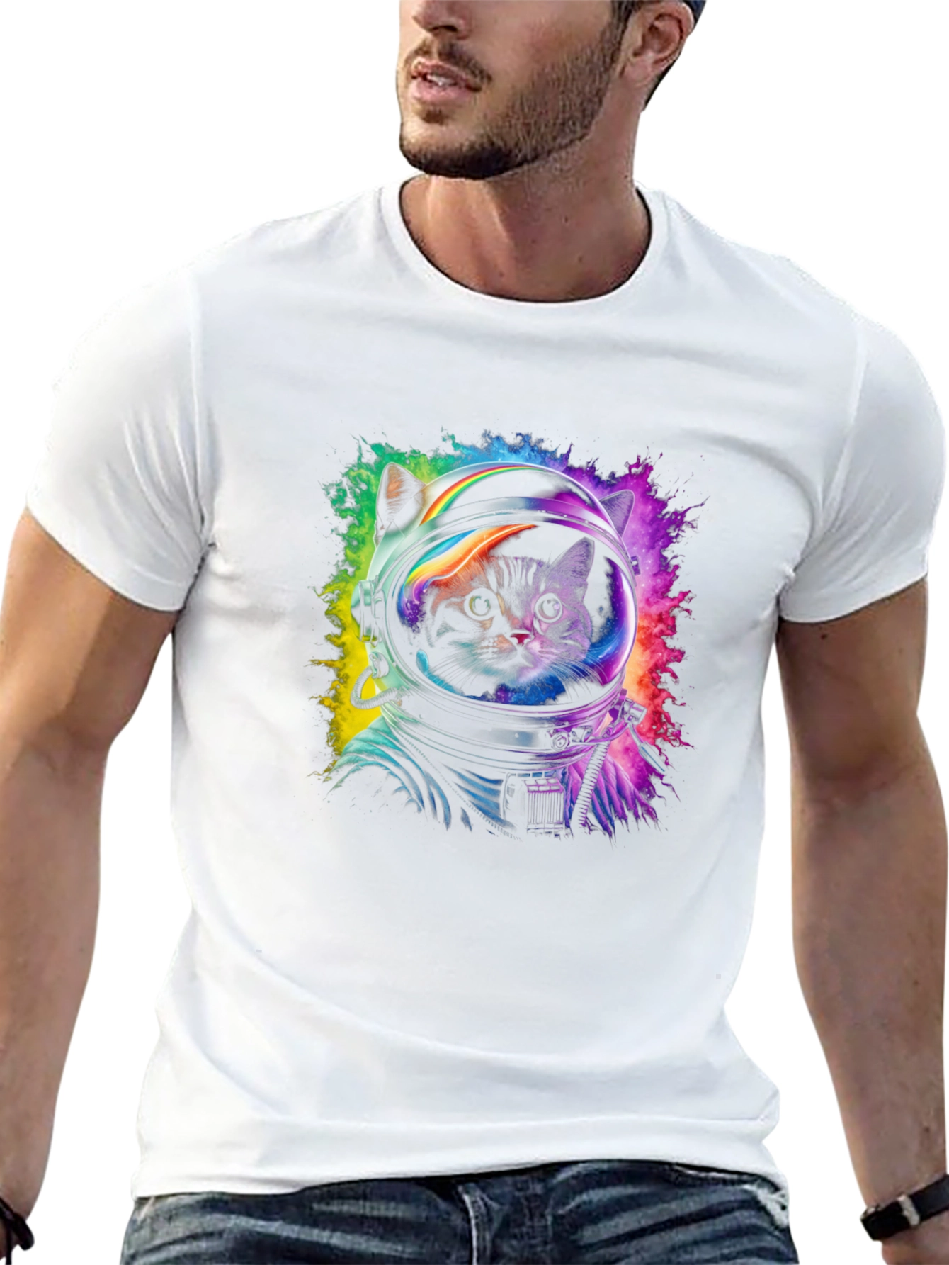 Astronaut Cat Graphic Tee - Space Kitten T-Shirt