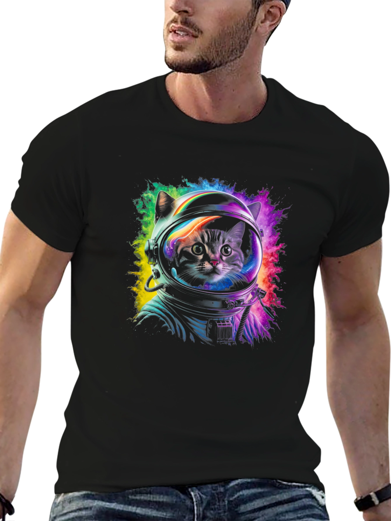 Astronaut Cat Graphic Tee - Space Kitten T-Shirt
