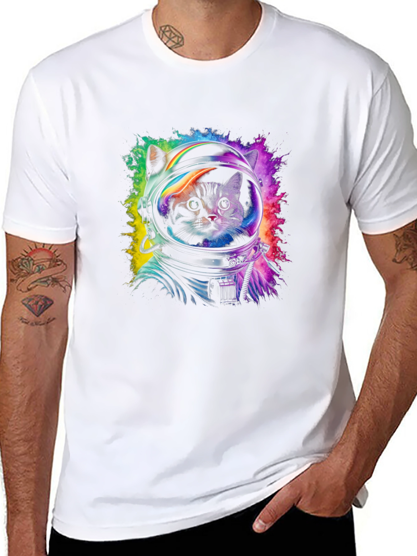 Astronaut Cat Graphic Tee - Space Kitten T-Shirt