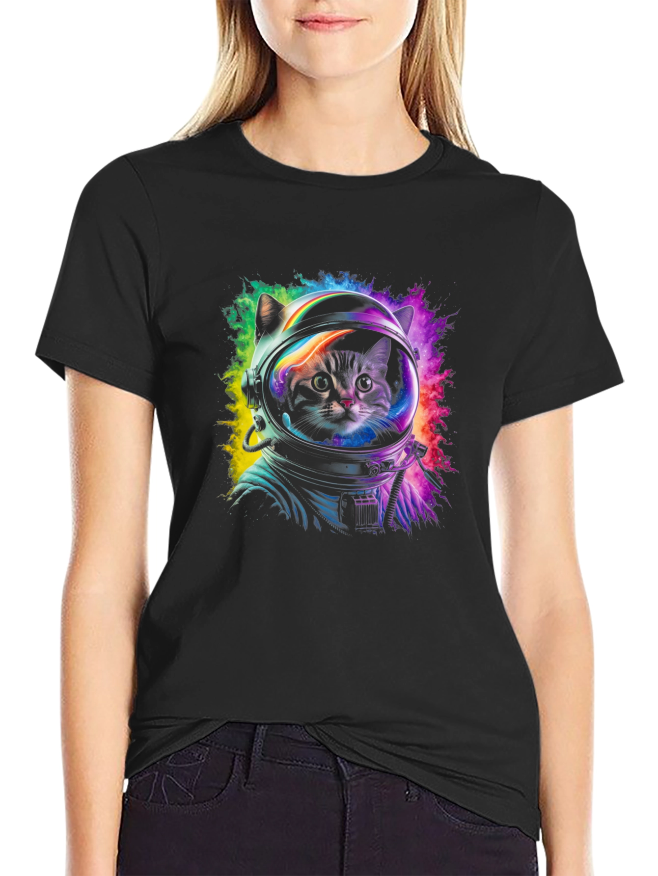Astronaut Cat Graphic Tee - Space Kitten T-Shirt