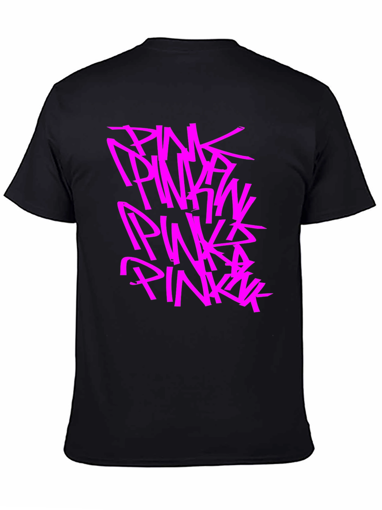 Pink Graphic Print Black T-Shirt
