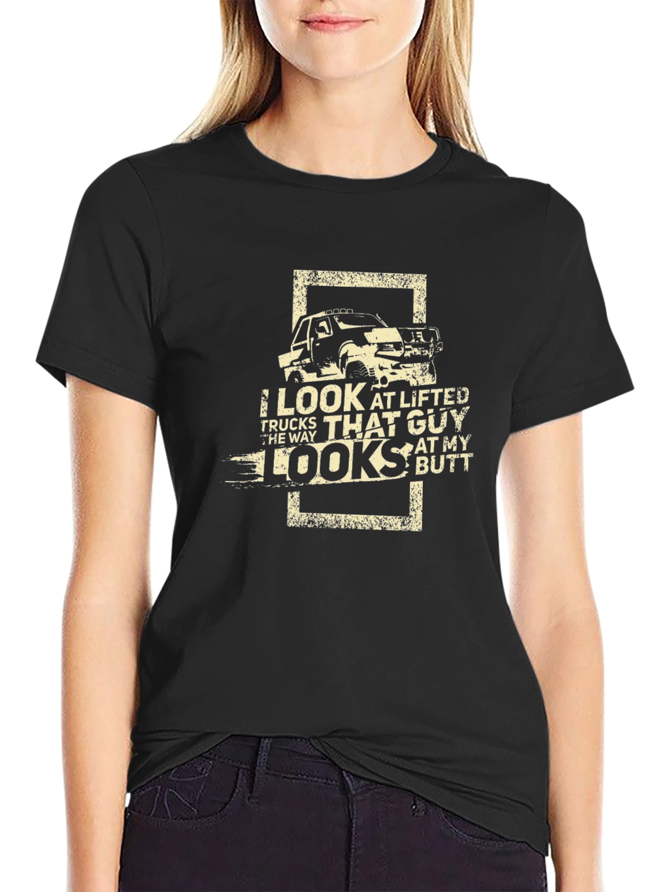 Lifted Truck Humor T-Shirt - Black