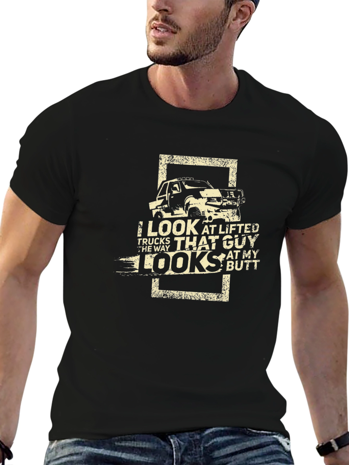 Lifted Truck Humor T-Shirt - Black