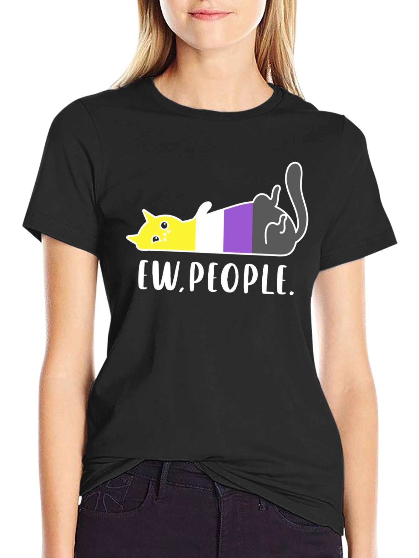 Ew People Nonbinary Pride Cat Graphic Tee