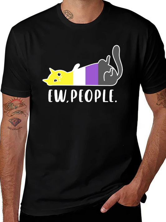 Ew People Nonbinary Pride Cat Graphic Tee