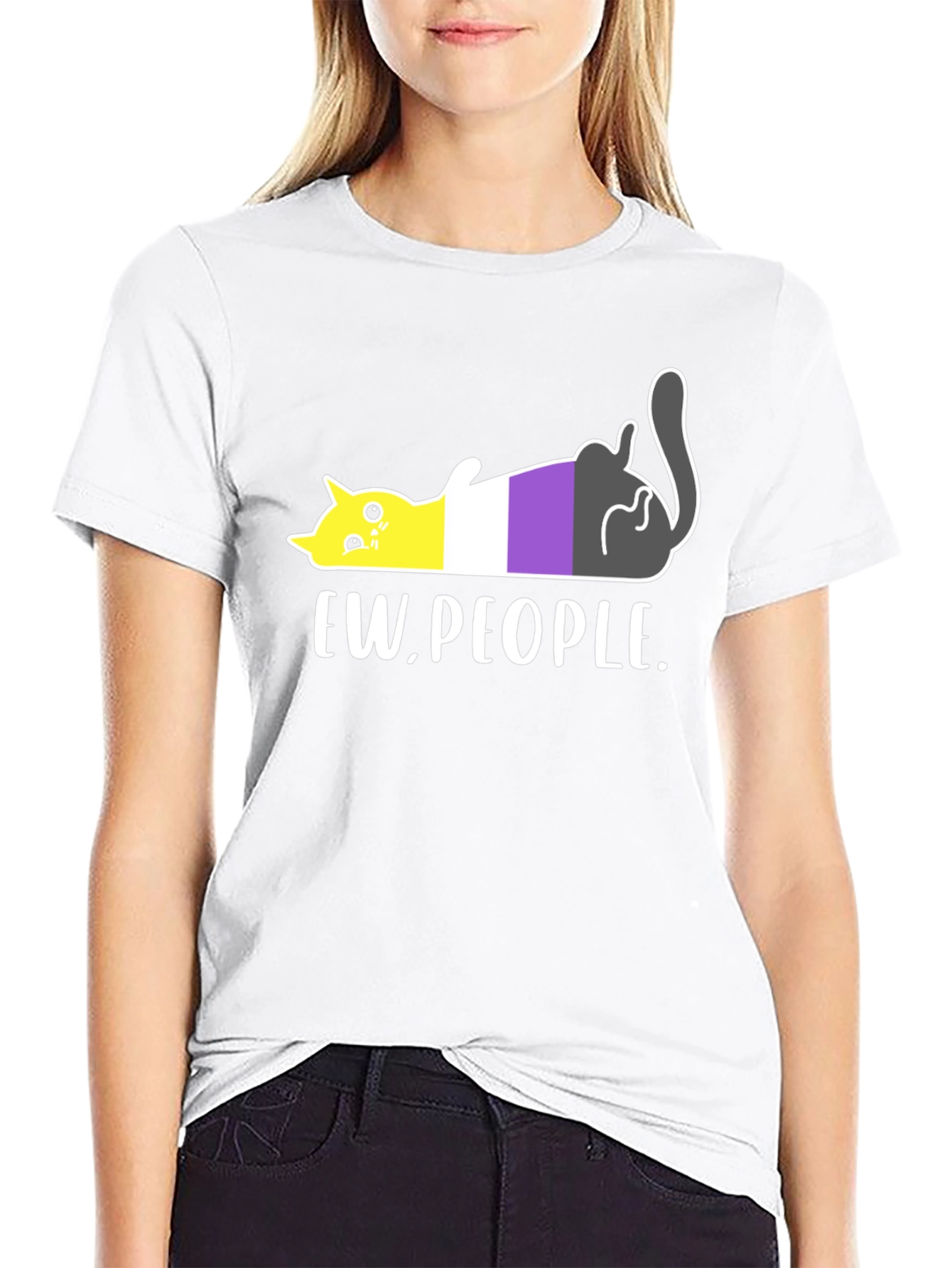 Ew People Nonbinary Pride Cat Graphic Tee