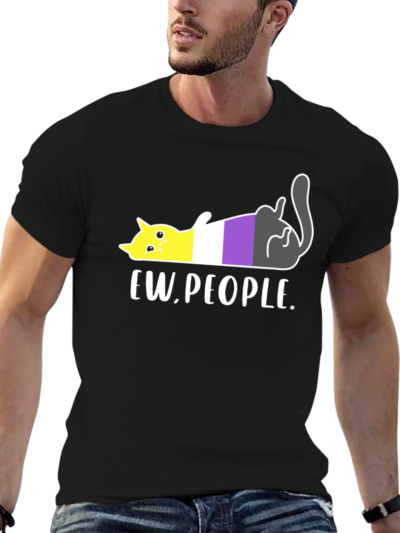 Ew People Nonbinary Pride Cat Graphic Tee