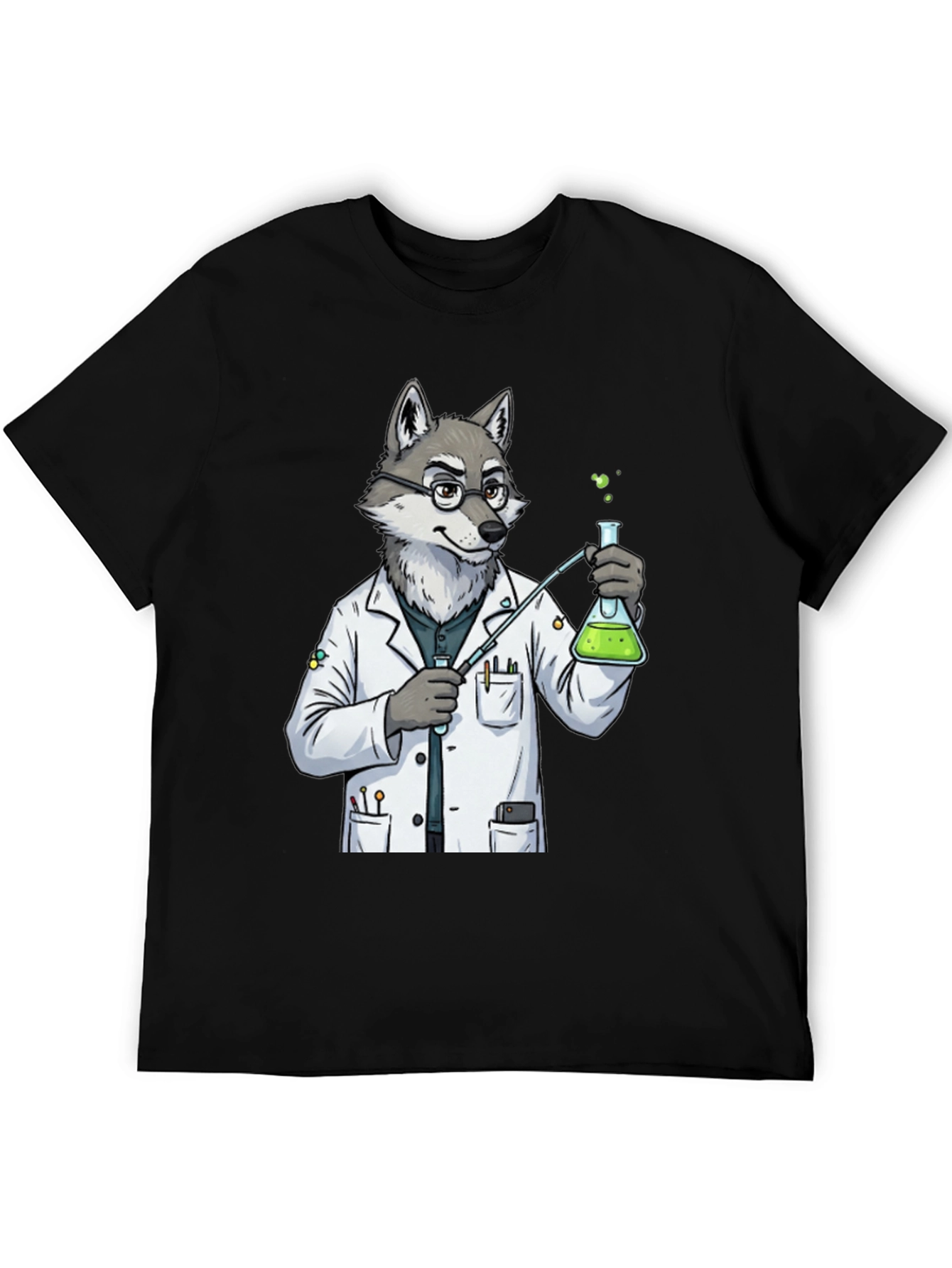 Wolf Scientist T-Shirt - Cool Lab Design