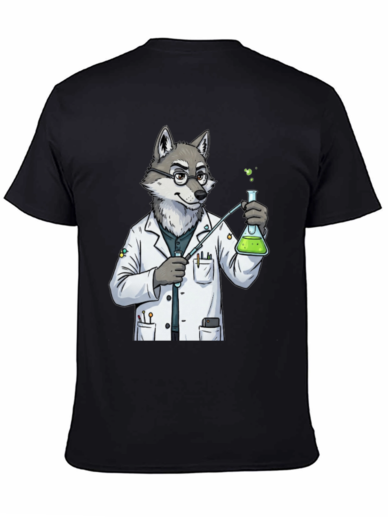 Wolf Scientist T-Shirt - Cool Lab Design