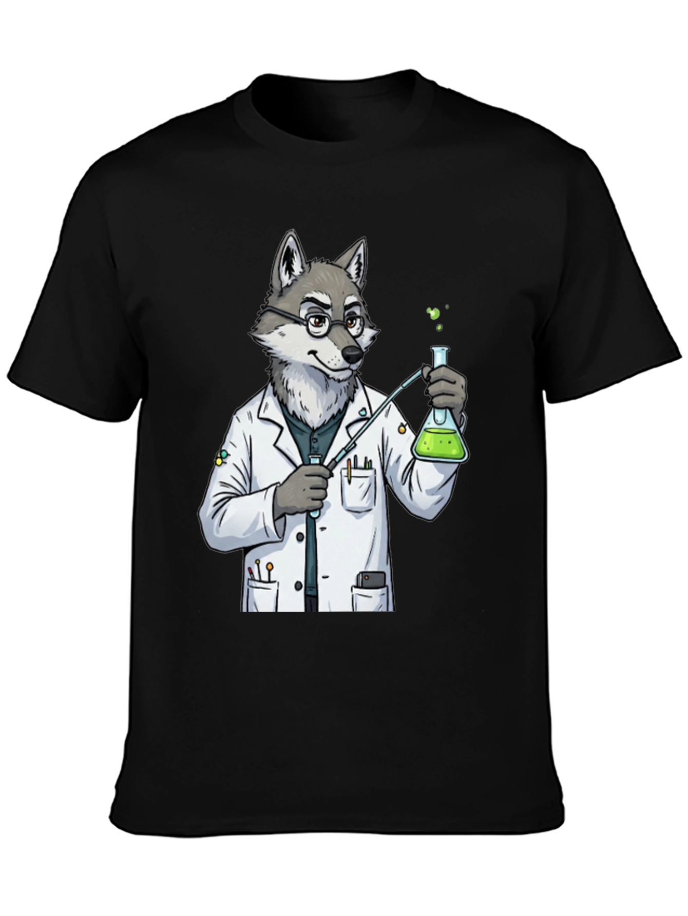 Wolf Scientist T-Shirt - Cool Lab Design