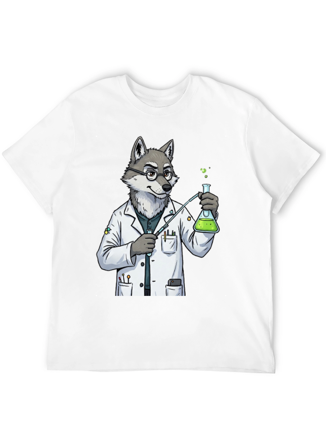 Wolf Scientist T-Shirt - Cool Lab Design