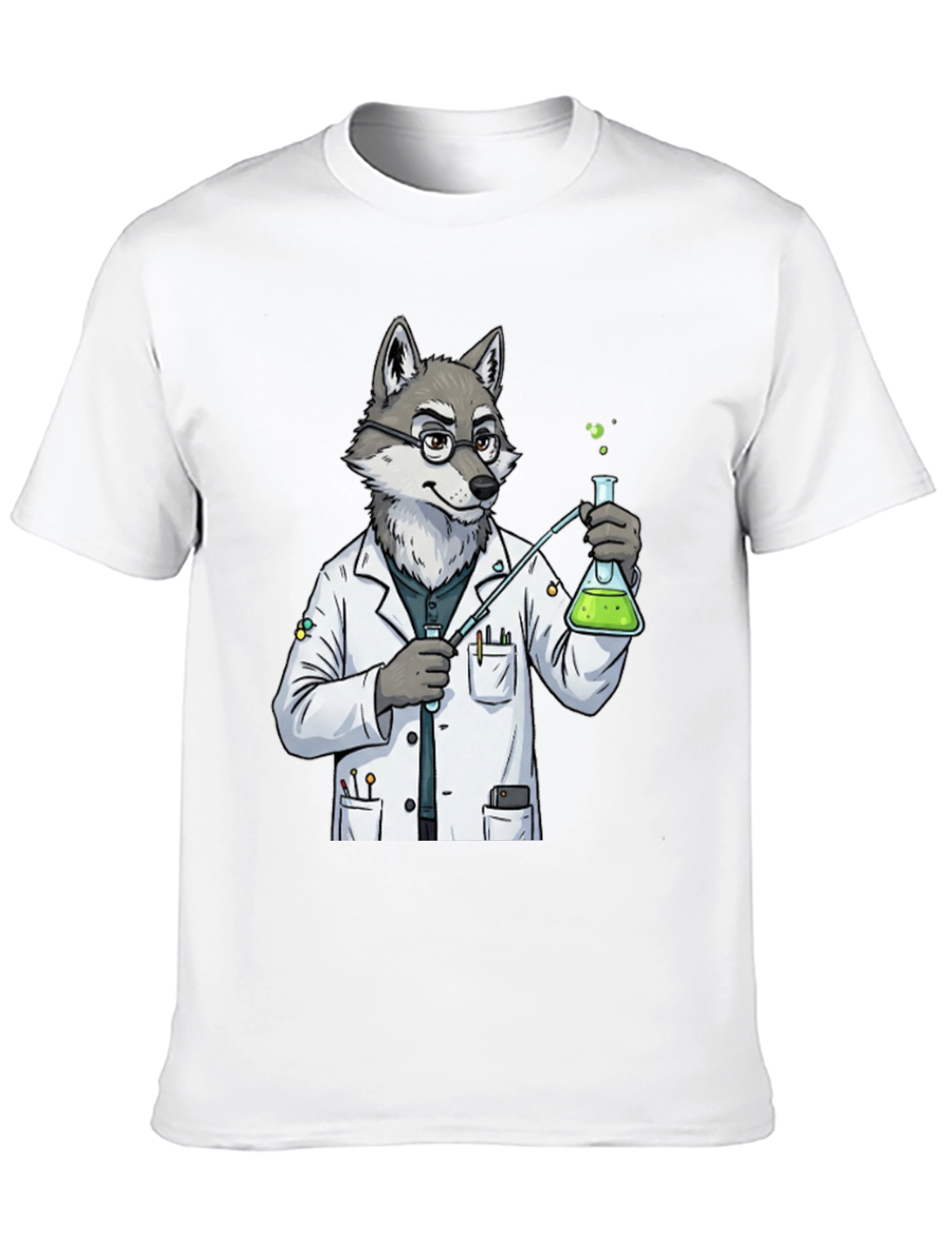 Wolf Scientist T-Shirt - Cool Lab Design