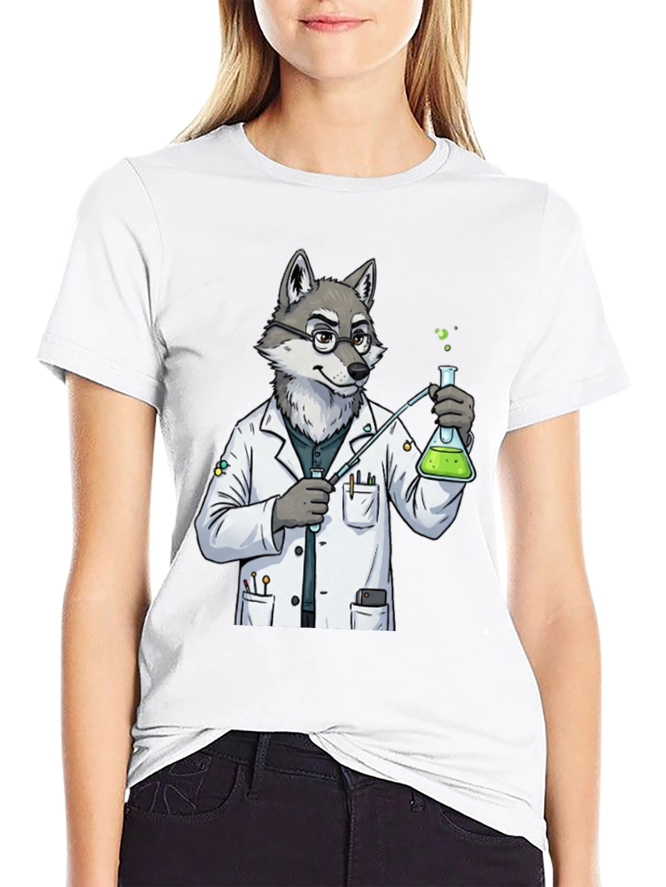 Wolf Scientist T-Shirt - Cool Lab Design