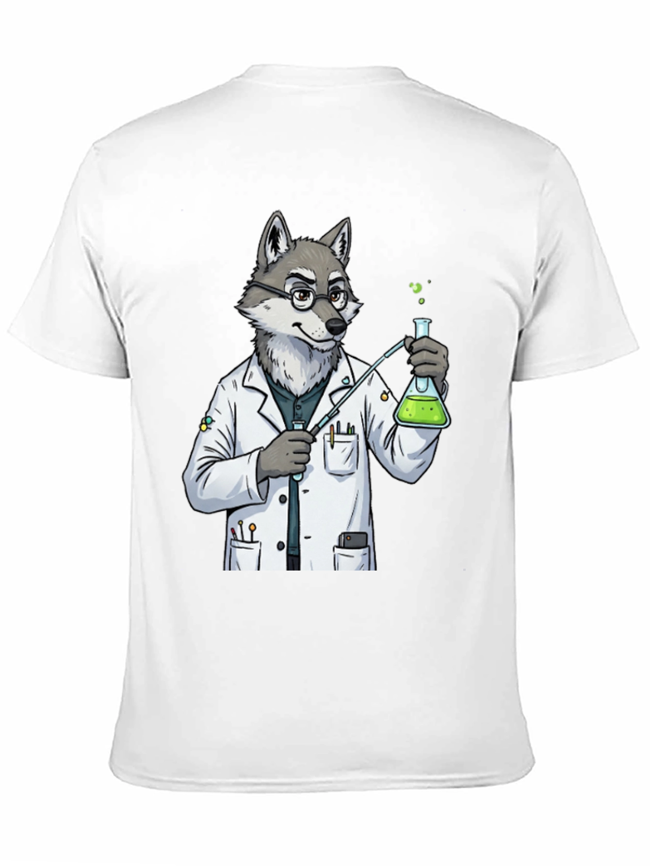 Wolf Scientist T-Shirt - Cool Lab Design