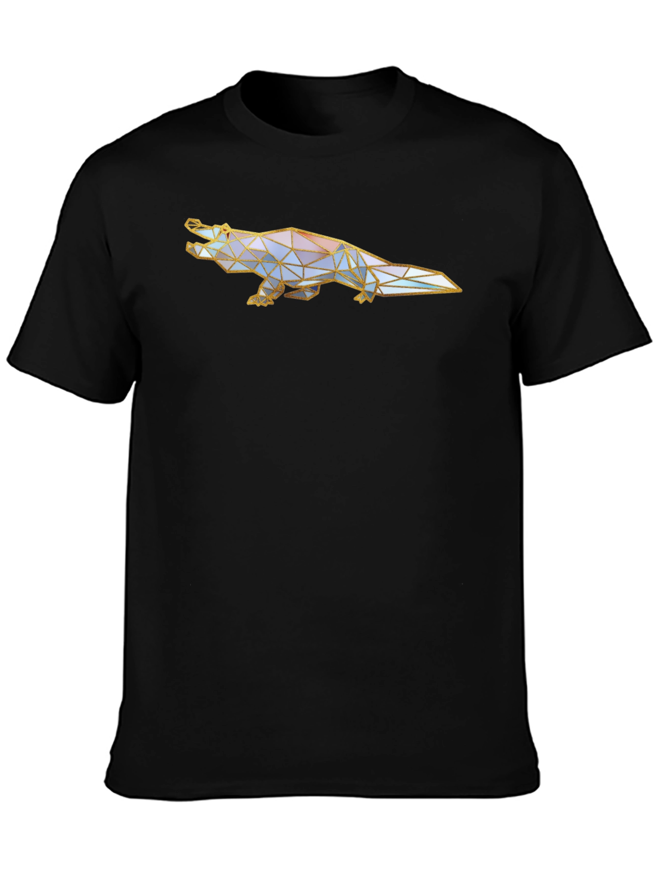 Geometric Crocodile Graphic Tee - Black