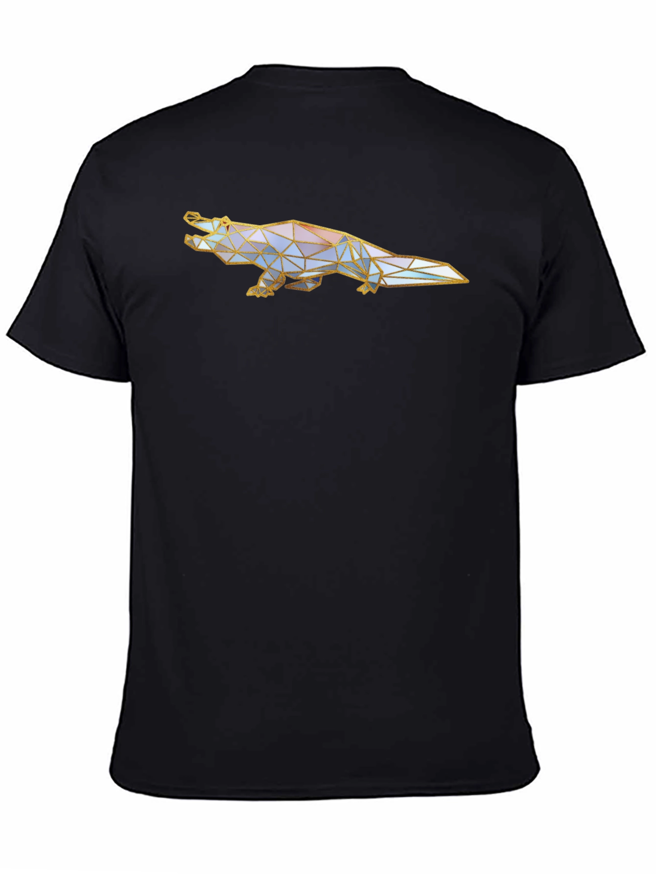Geometric Crocodile Graphic Tee - Black