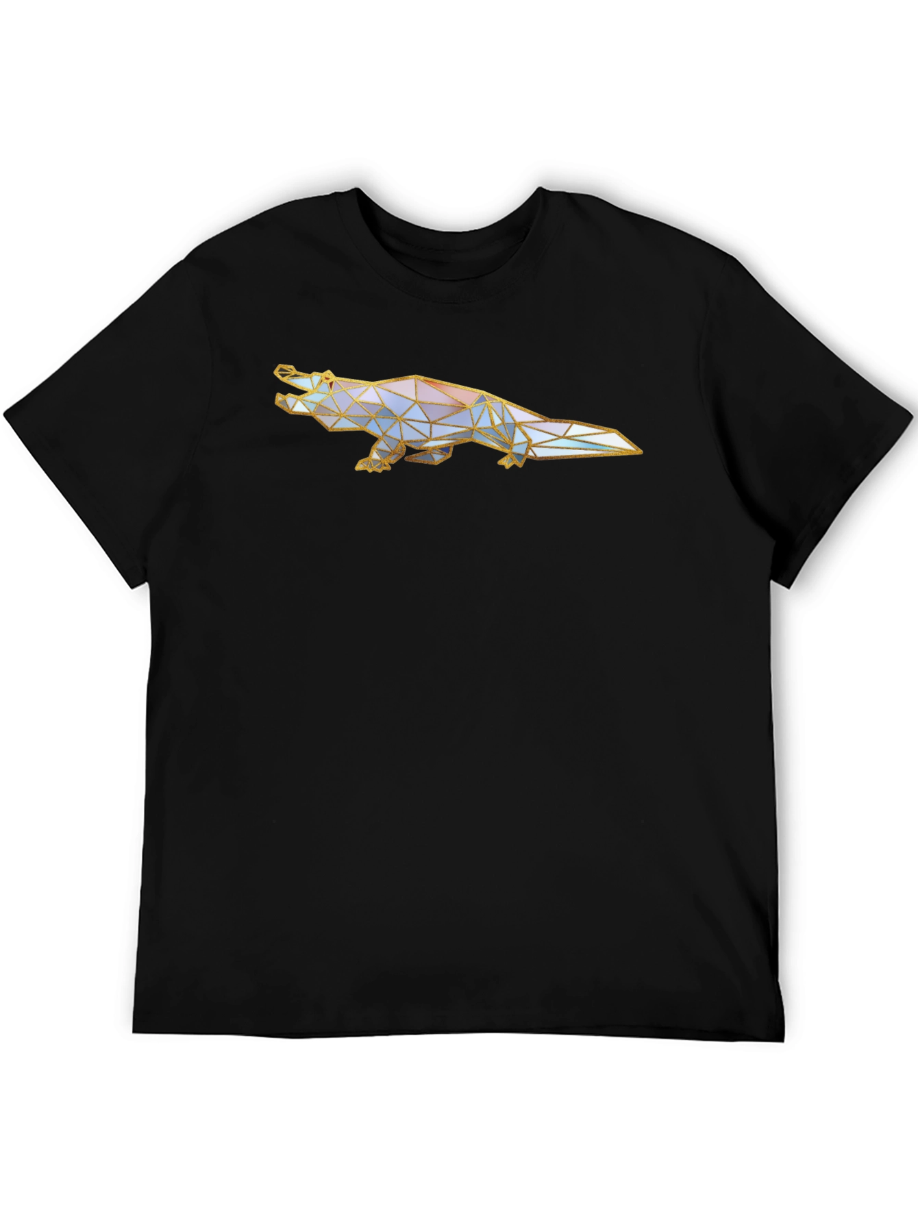 Geometric Crocodile Graphic Tee - Black