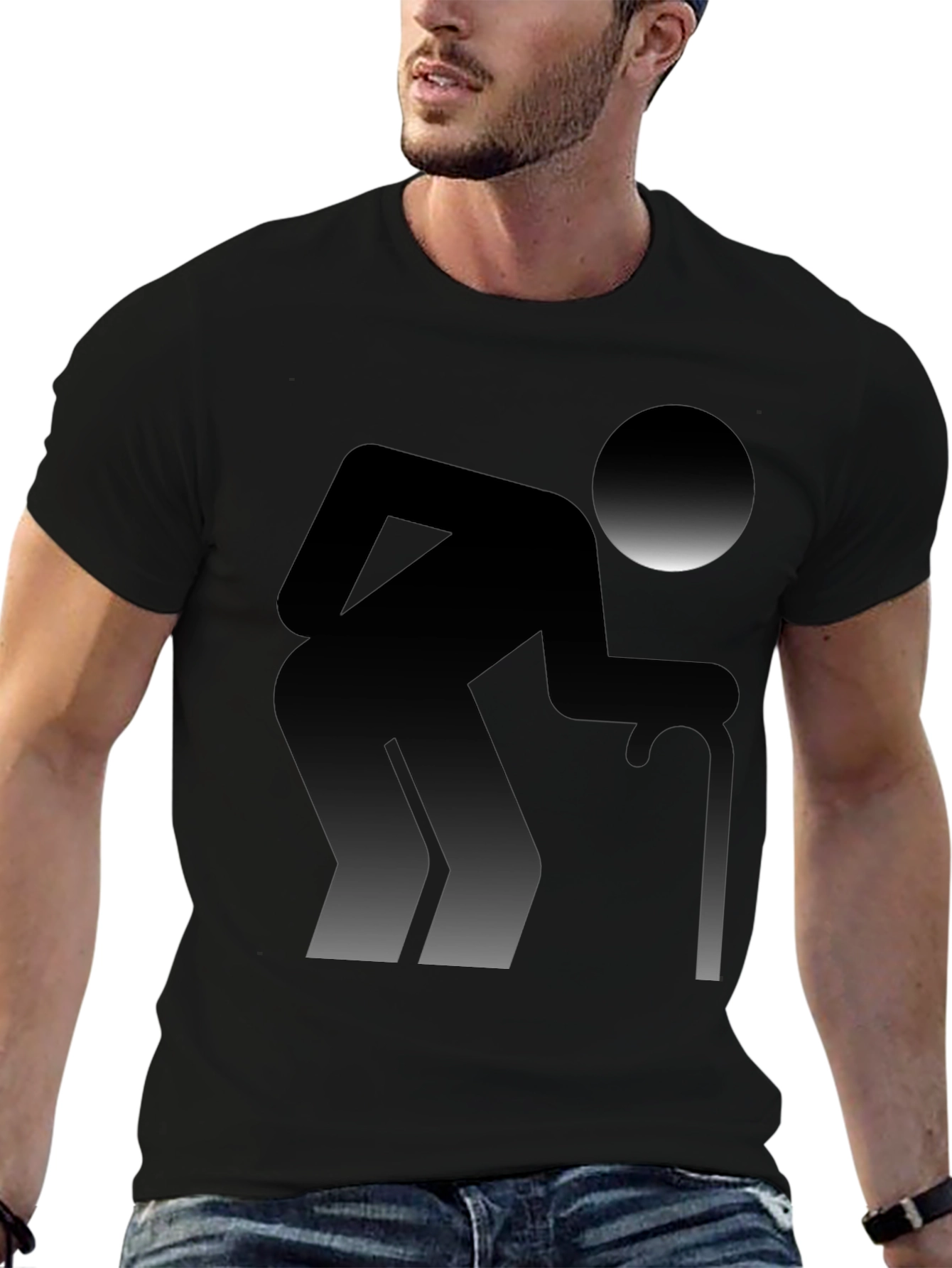 Funny Old Man Graphic T-Shirt - Black