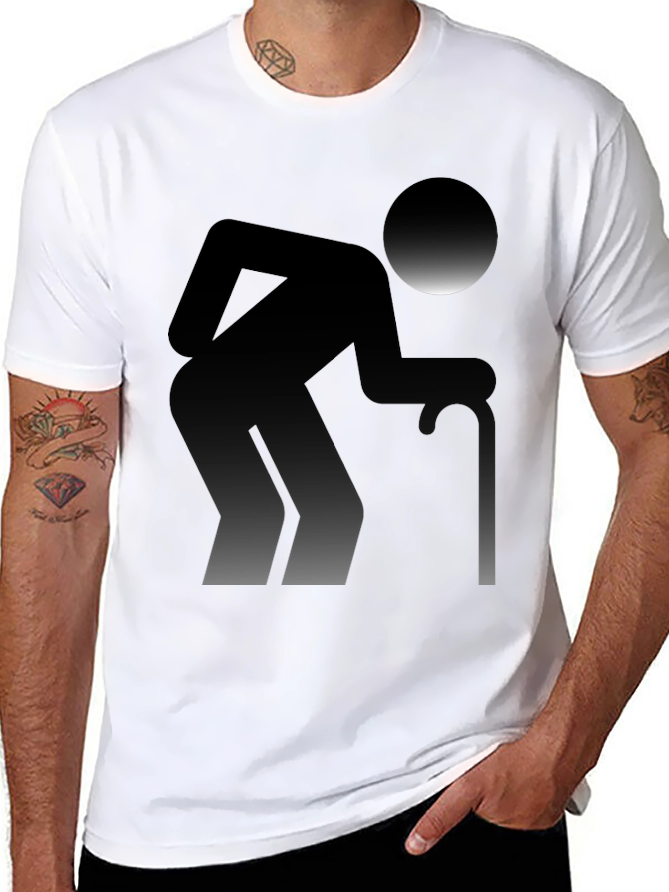 Funny Old Man Graphic T-Shirt - Black