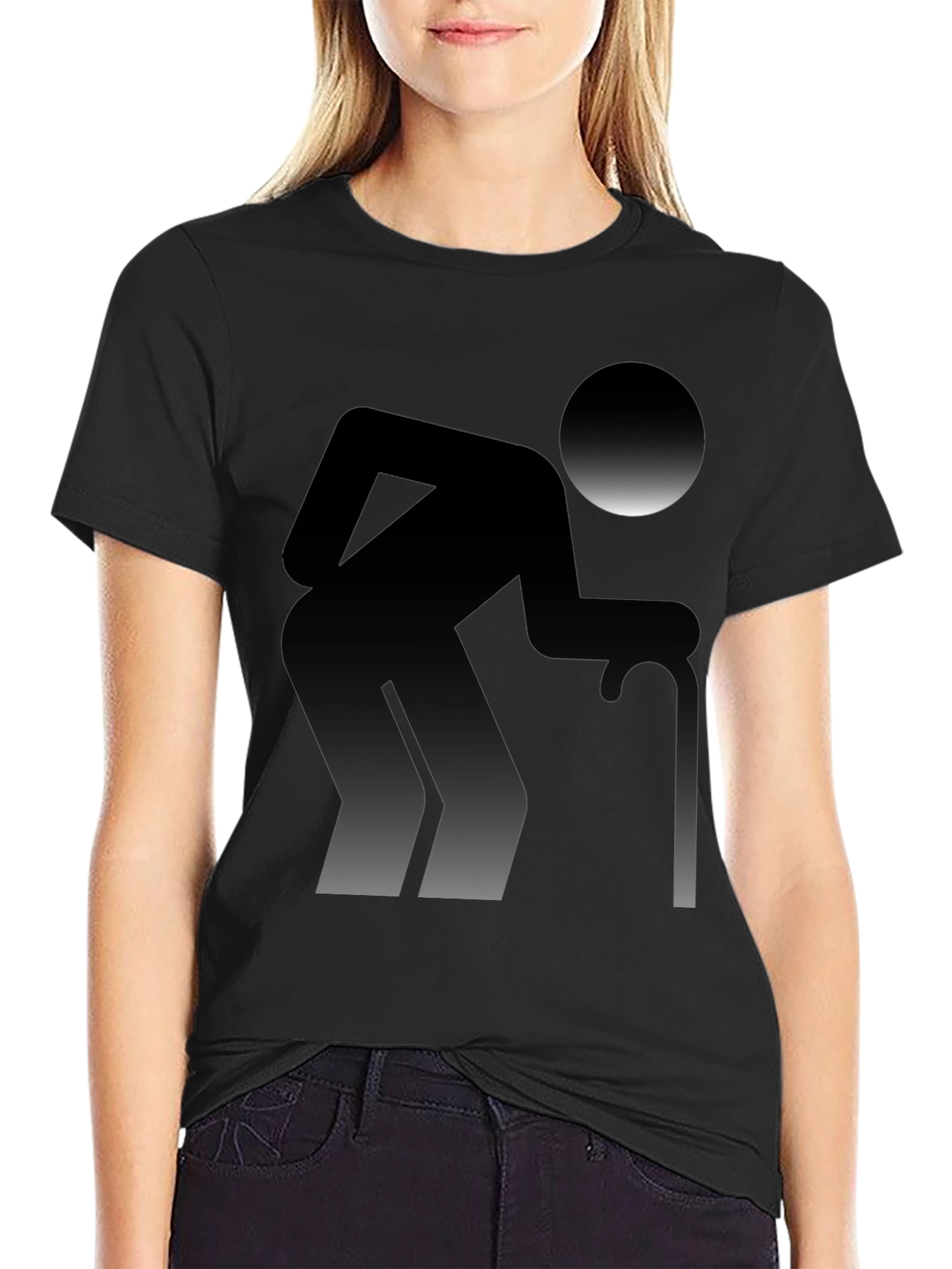 Funny Old Man Graphic T-Shirt - Black