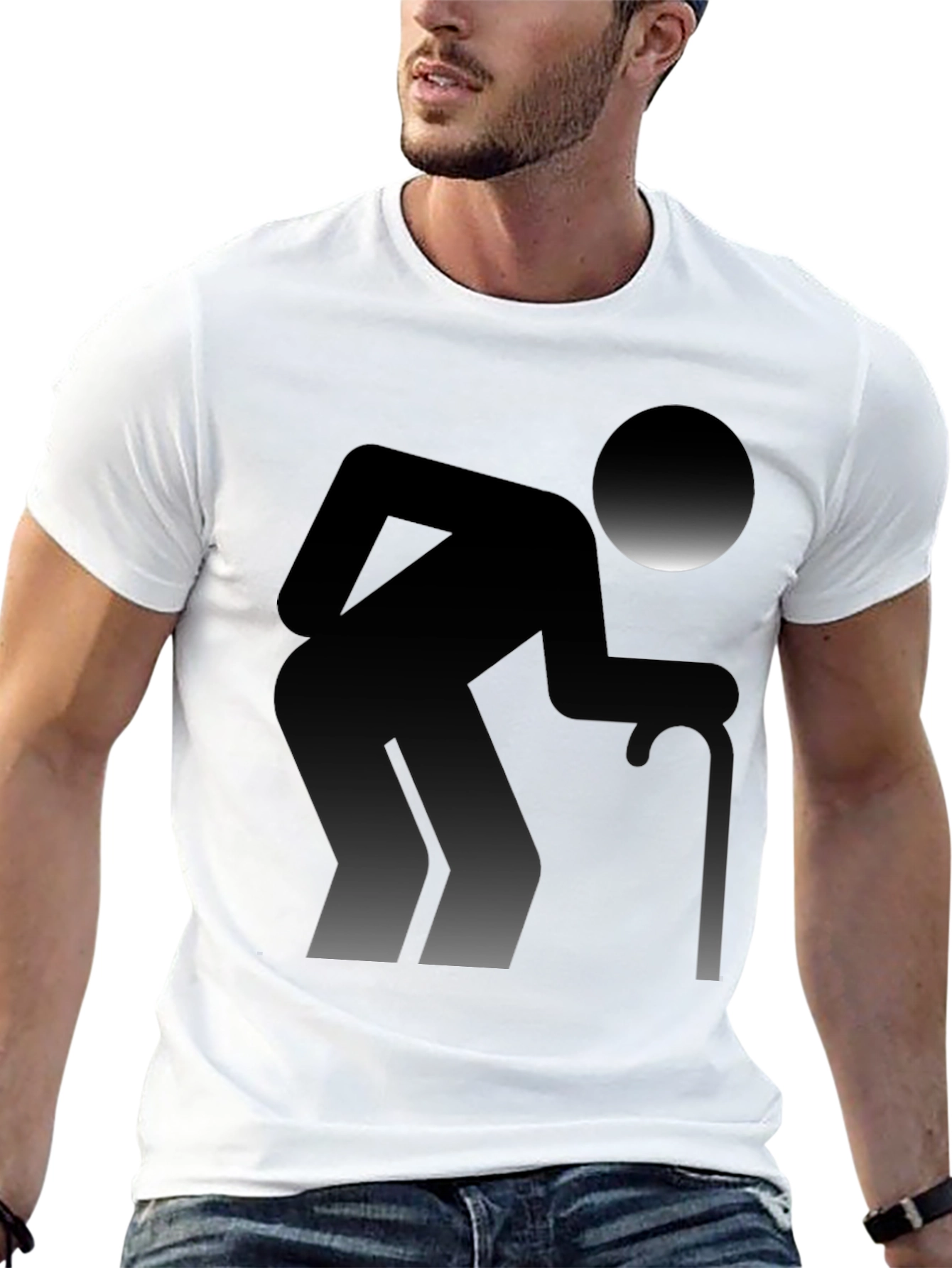 Funny Old Man Graphic T-Shirt - Black