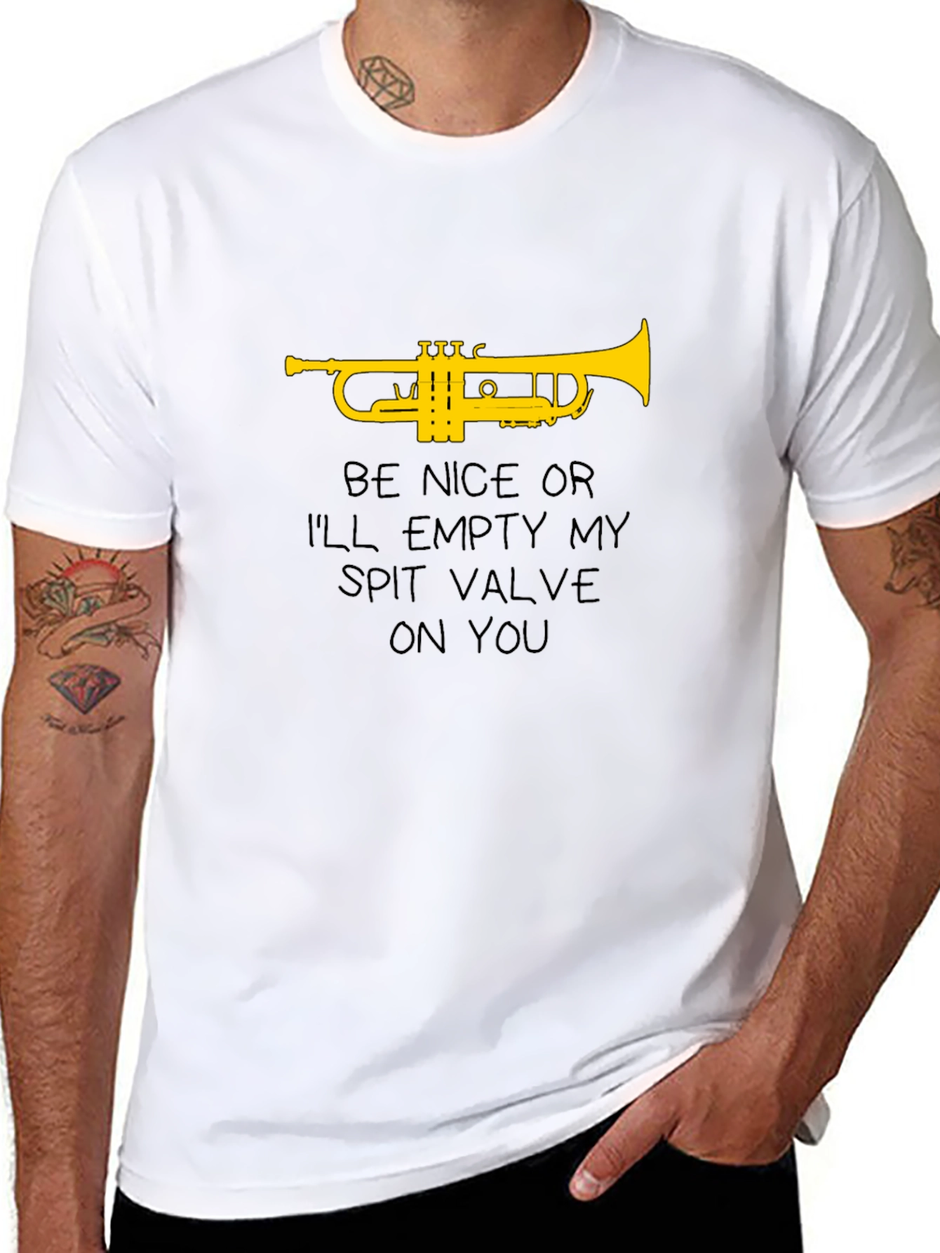 Trumpet Spit Valve Graphic Tee - Musician Humor