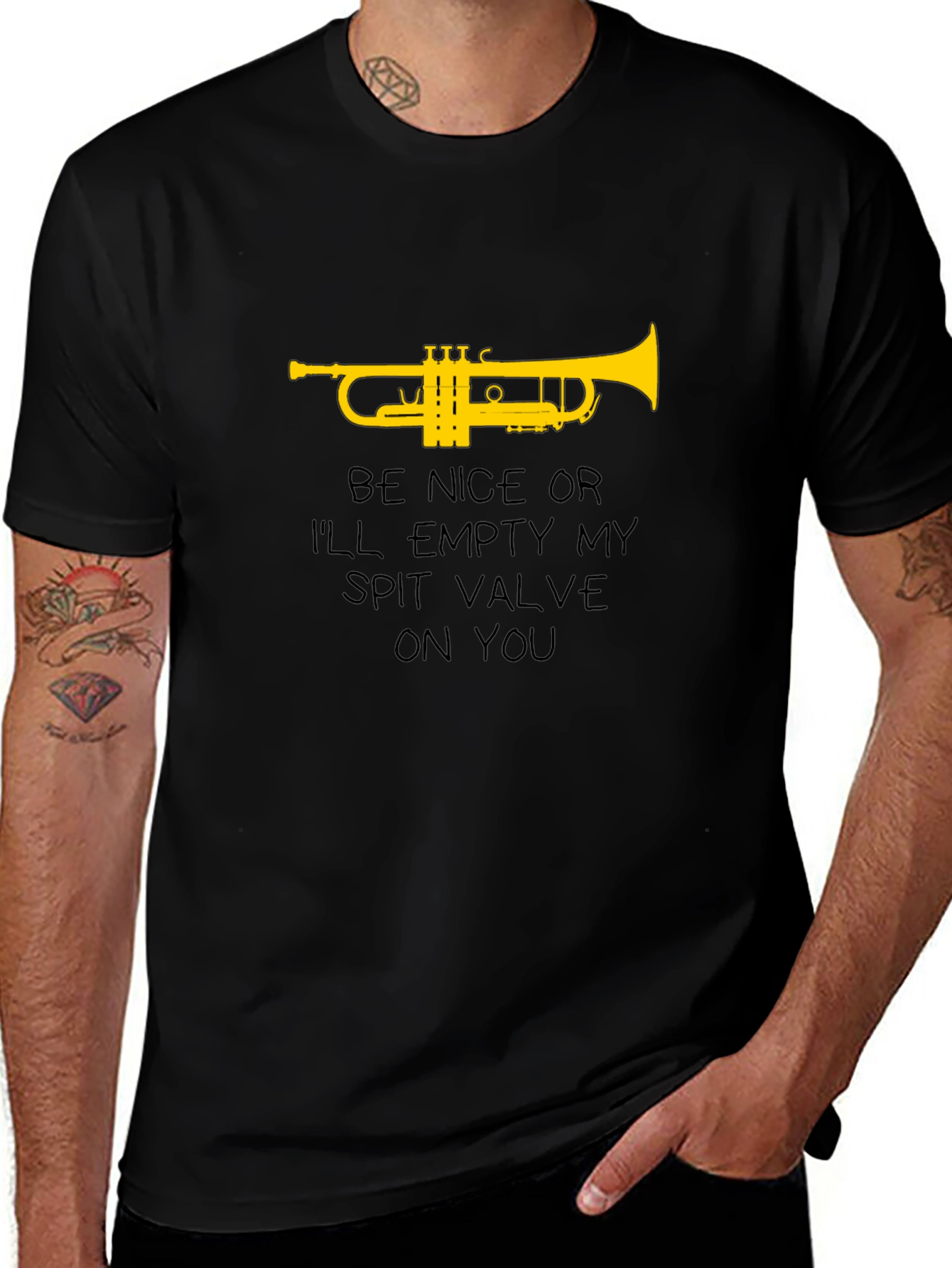 Trumpet Spit Valve Graphic Tee - Musician Humor