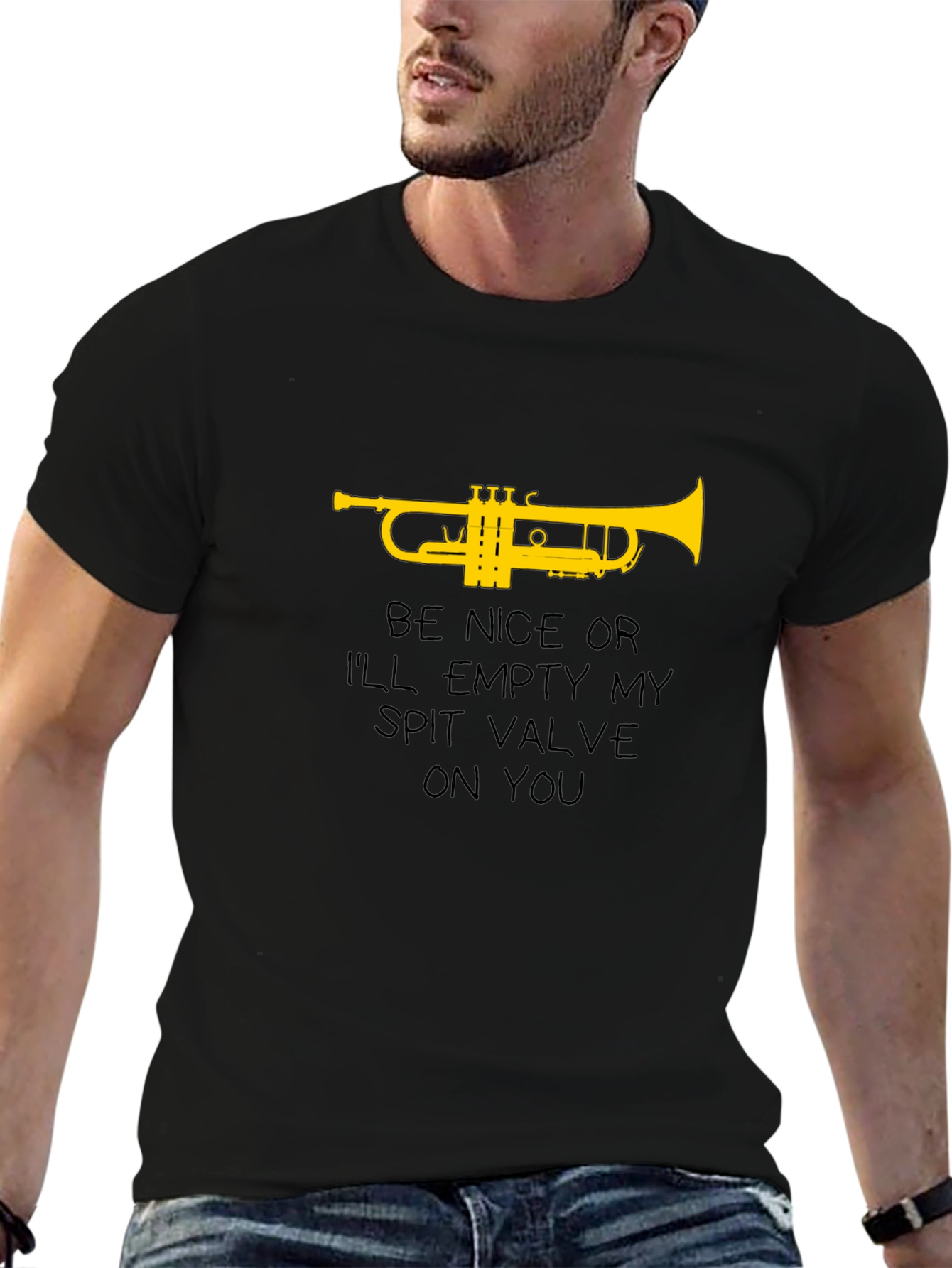 Trumpet Spit Valve Graphic Tee - Musician Humor