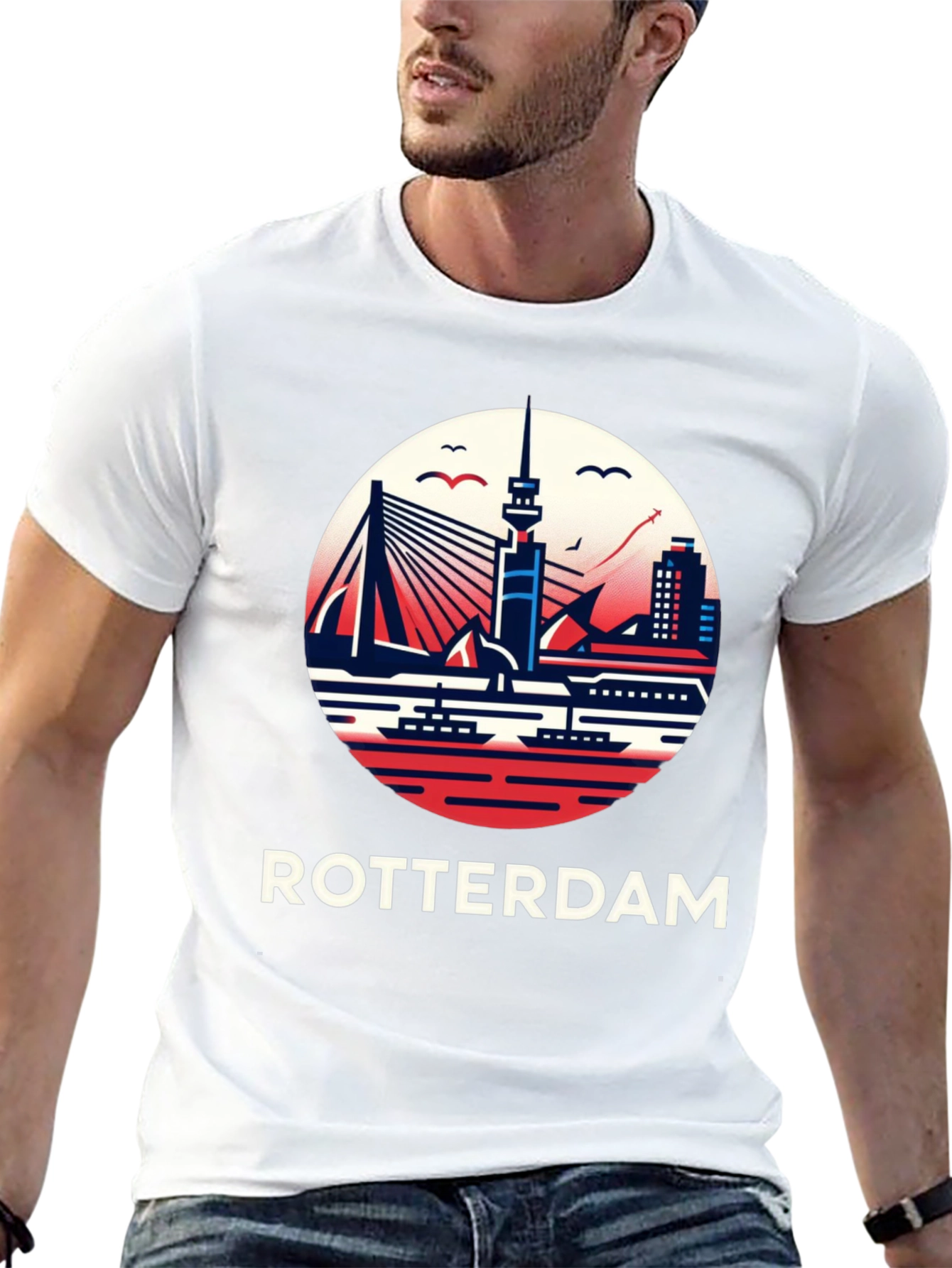 Rotterdam Skyline Graphic Tee - Cityscape Shirt