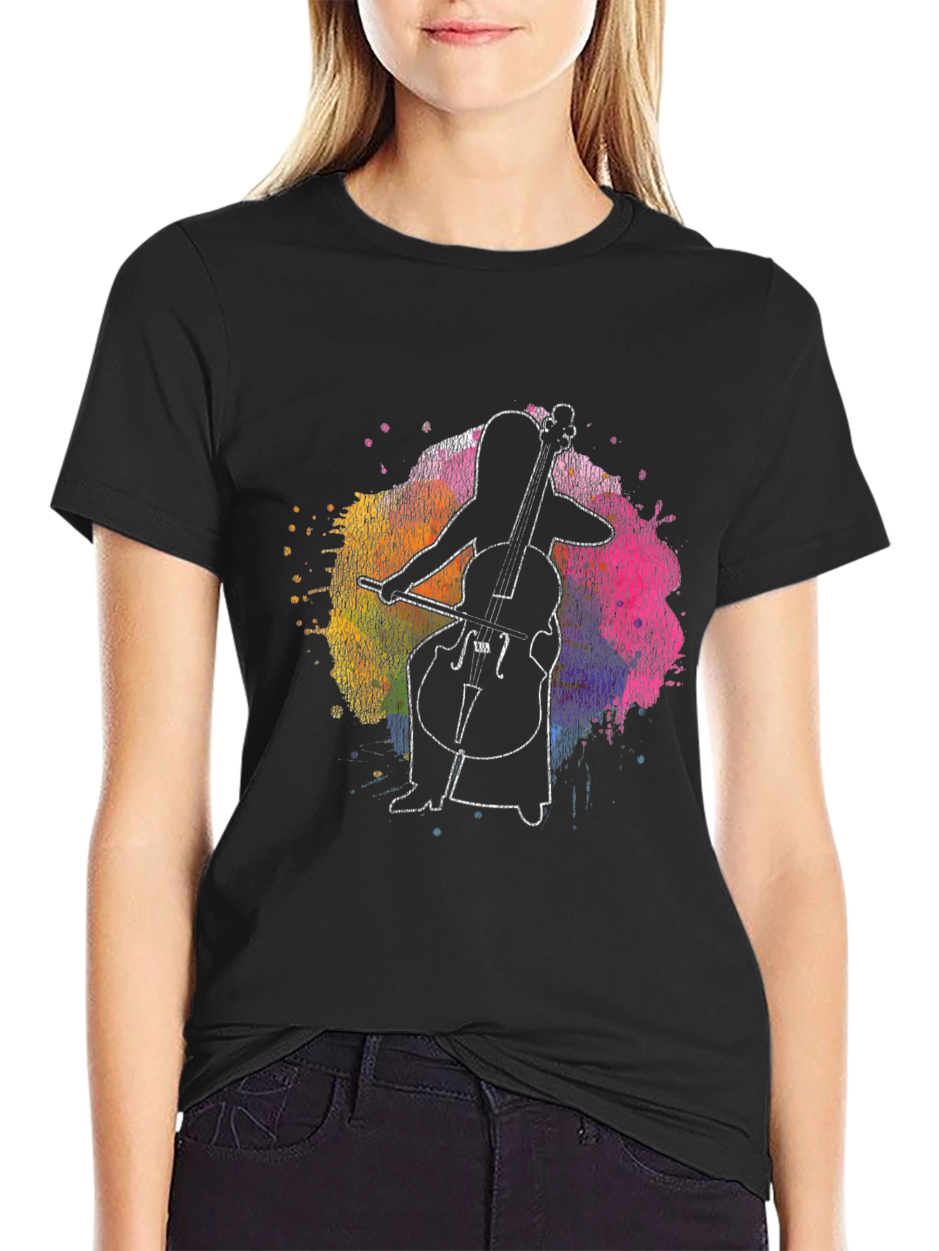 Cello Player Graphic Tee - Artistic Music Lover Shirt